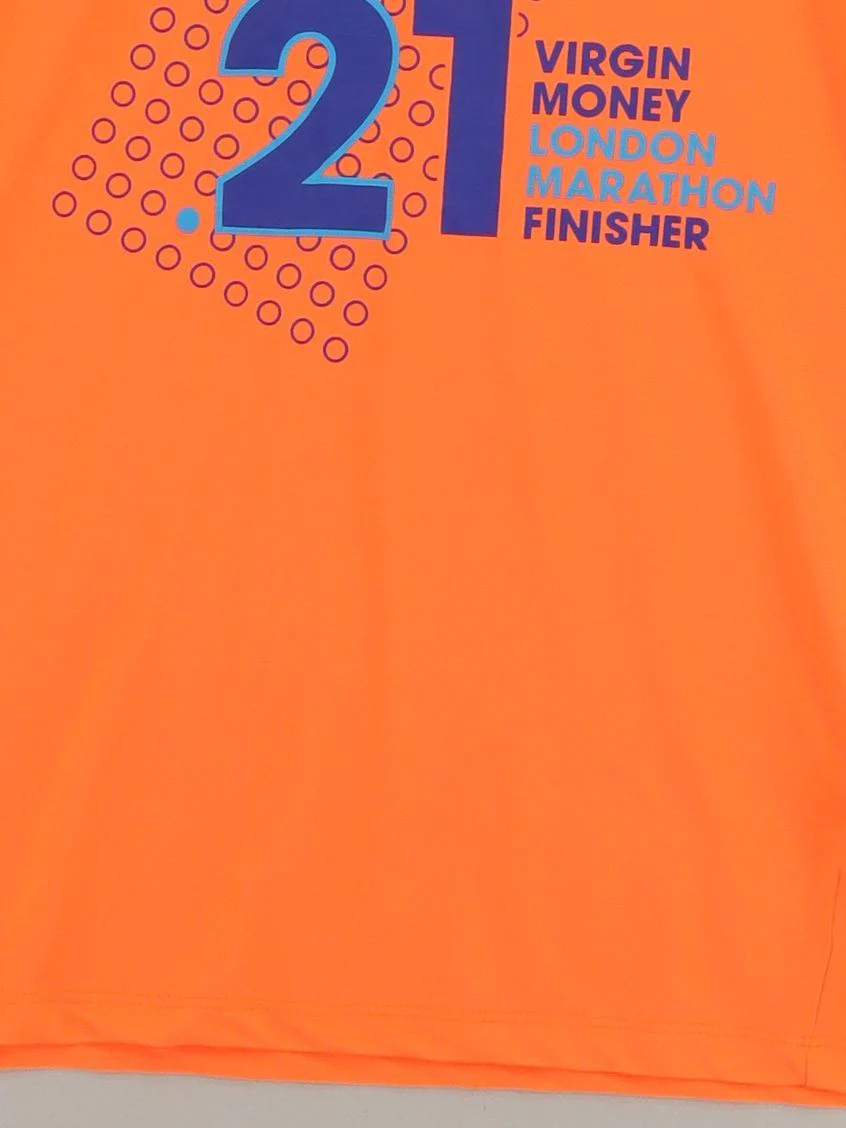 New Balance Men's T-Shirt L Orange Graphic 100% Polyester Round Neck Basic - Image 4