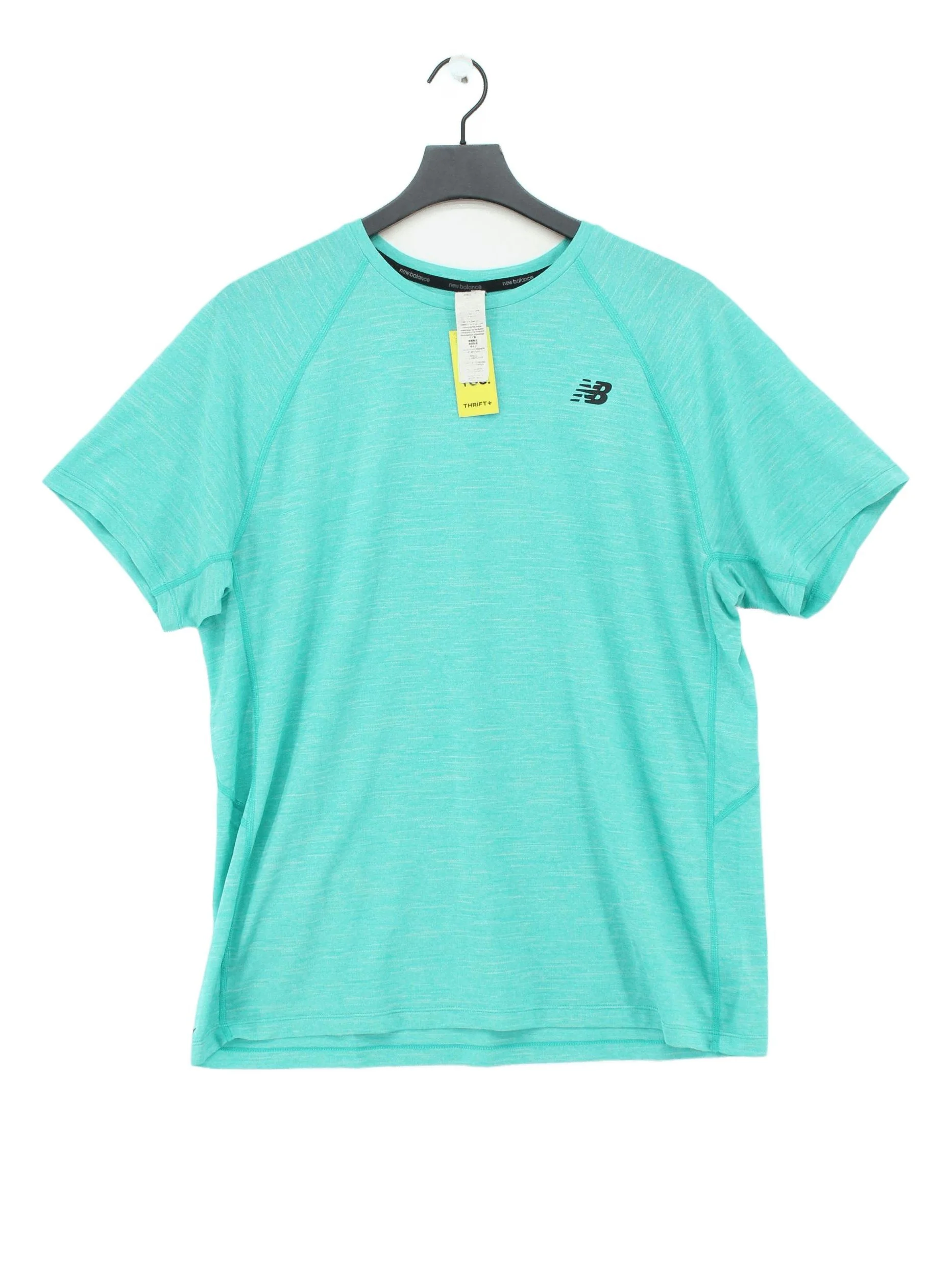 New Balance Men's T-Shirt M Green Nylon with Polyester Round Neck Basic