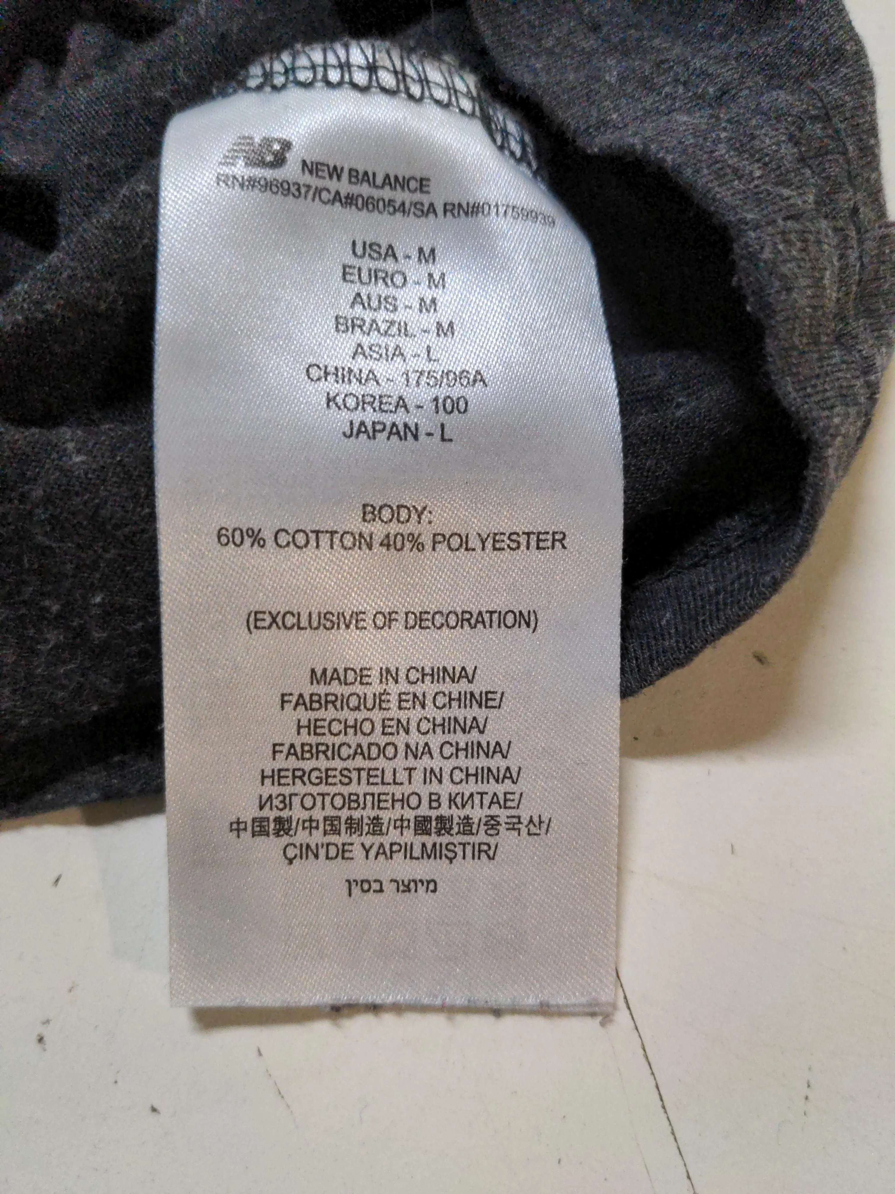 New Balance Men's T-Shirt M Grey Cotton with Polyester Crew Neck Basic - Image 6
