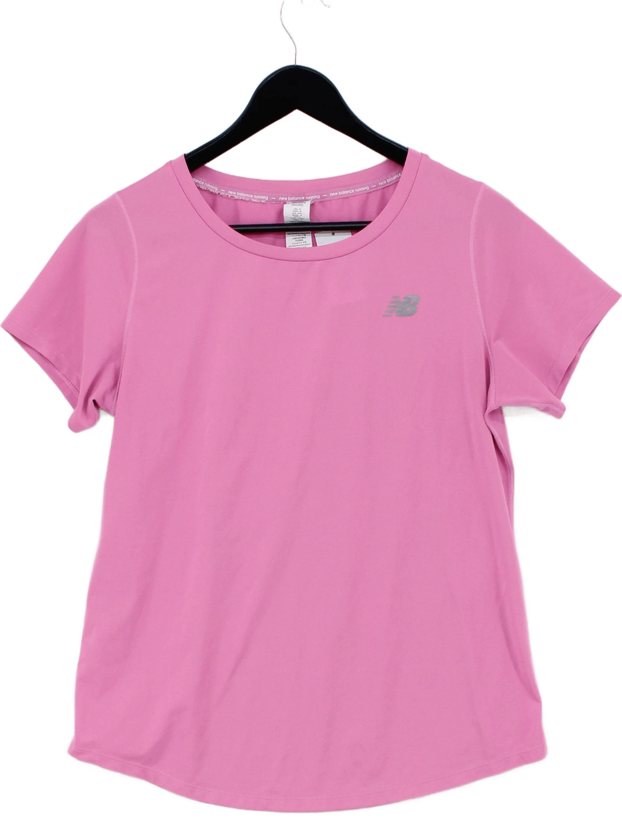 New Balance Women's T-Shirt M Pink 100% Polyester Basic
