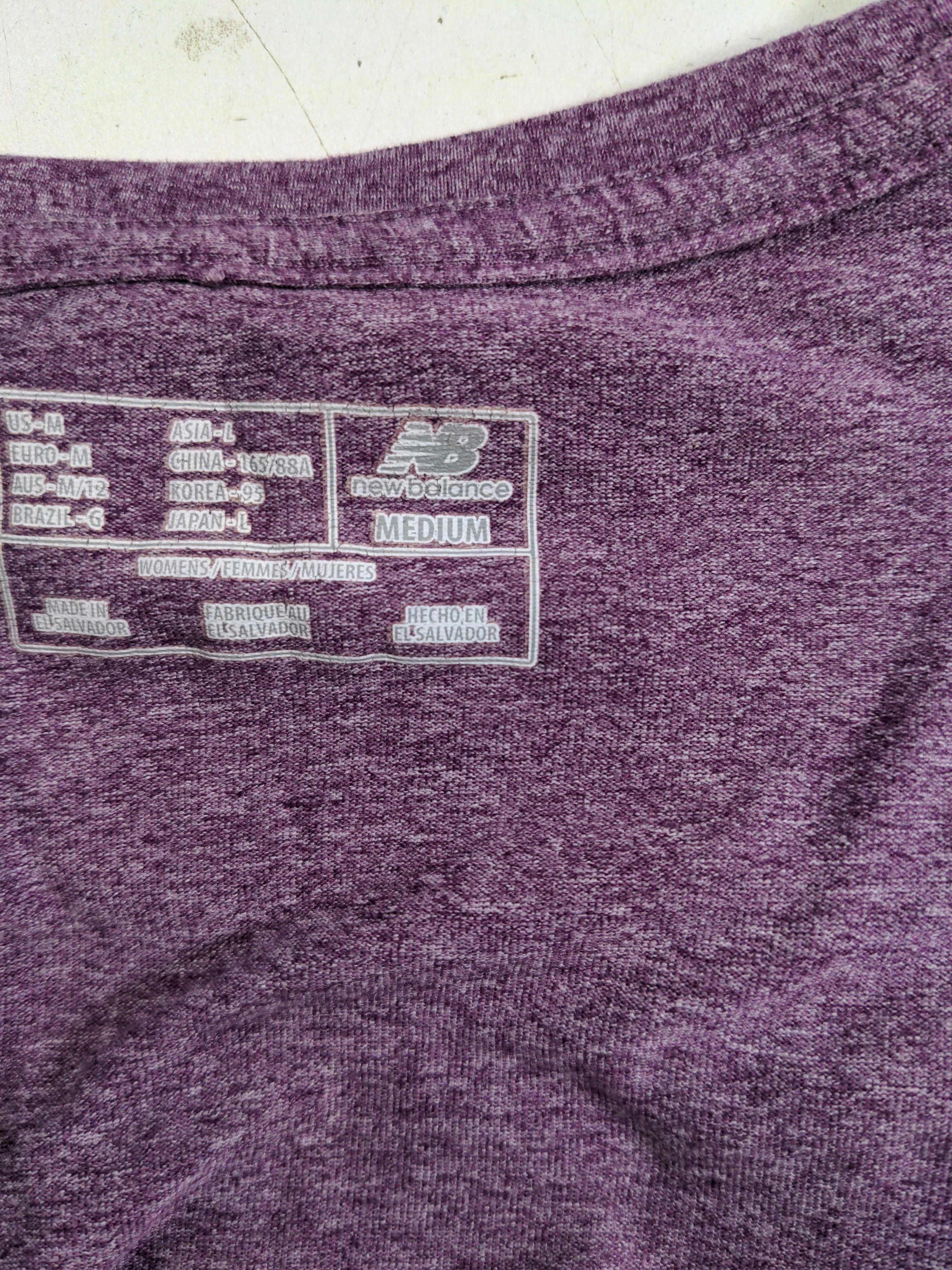 New Balance Women's T-Shirt M Purple Graphic 100% Polyester Basic - Image 5