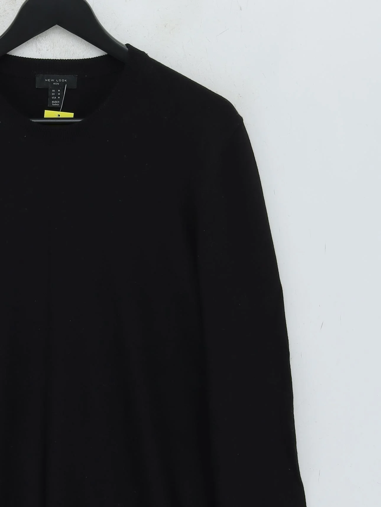 New Look Men's Jumper M Black 100% Cotton Crew Neck Pullover - Image 4