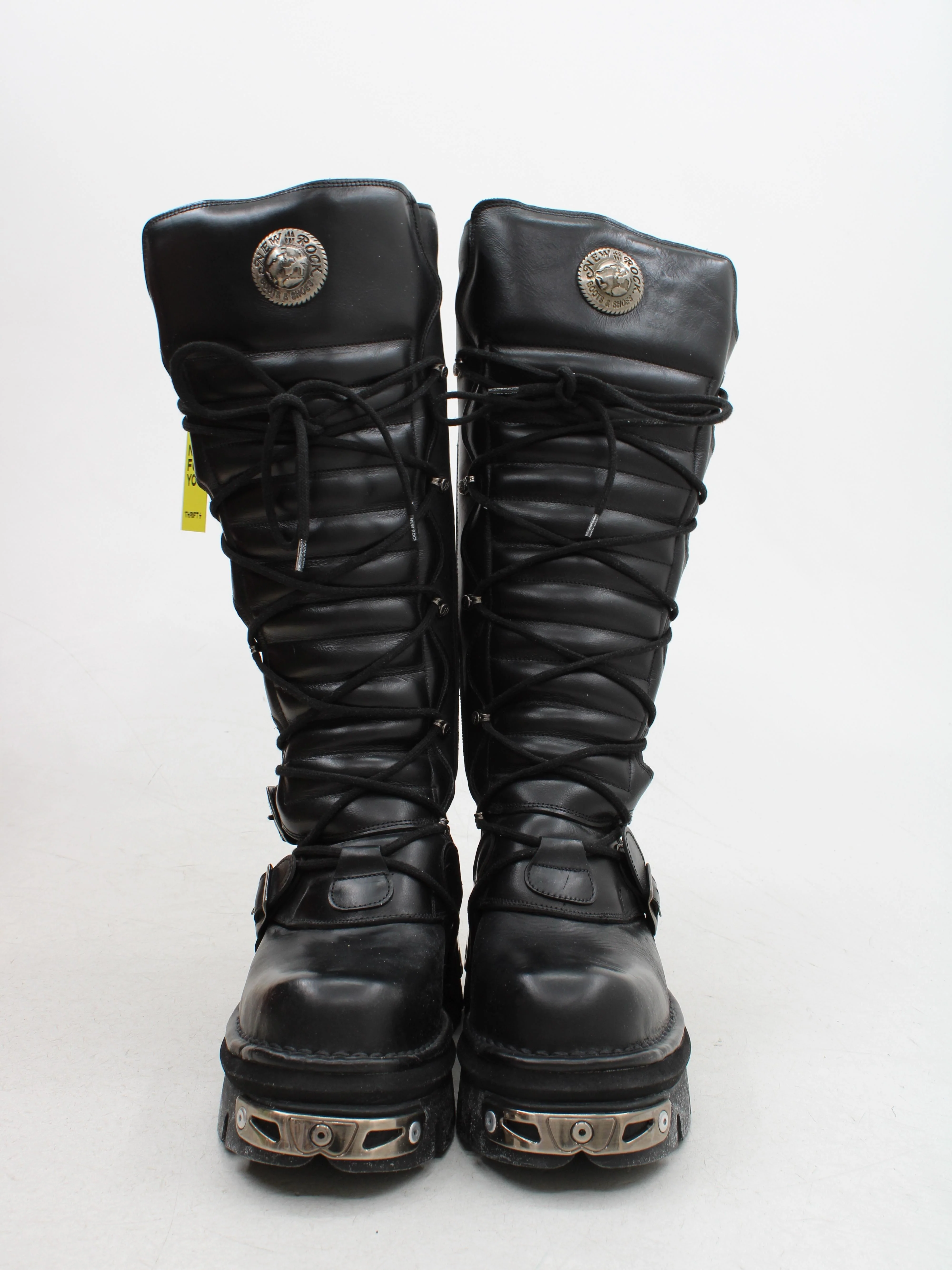 New Rock Men's Boots UK 8 Black 100% Leather Combat - Image 2