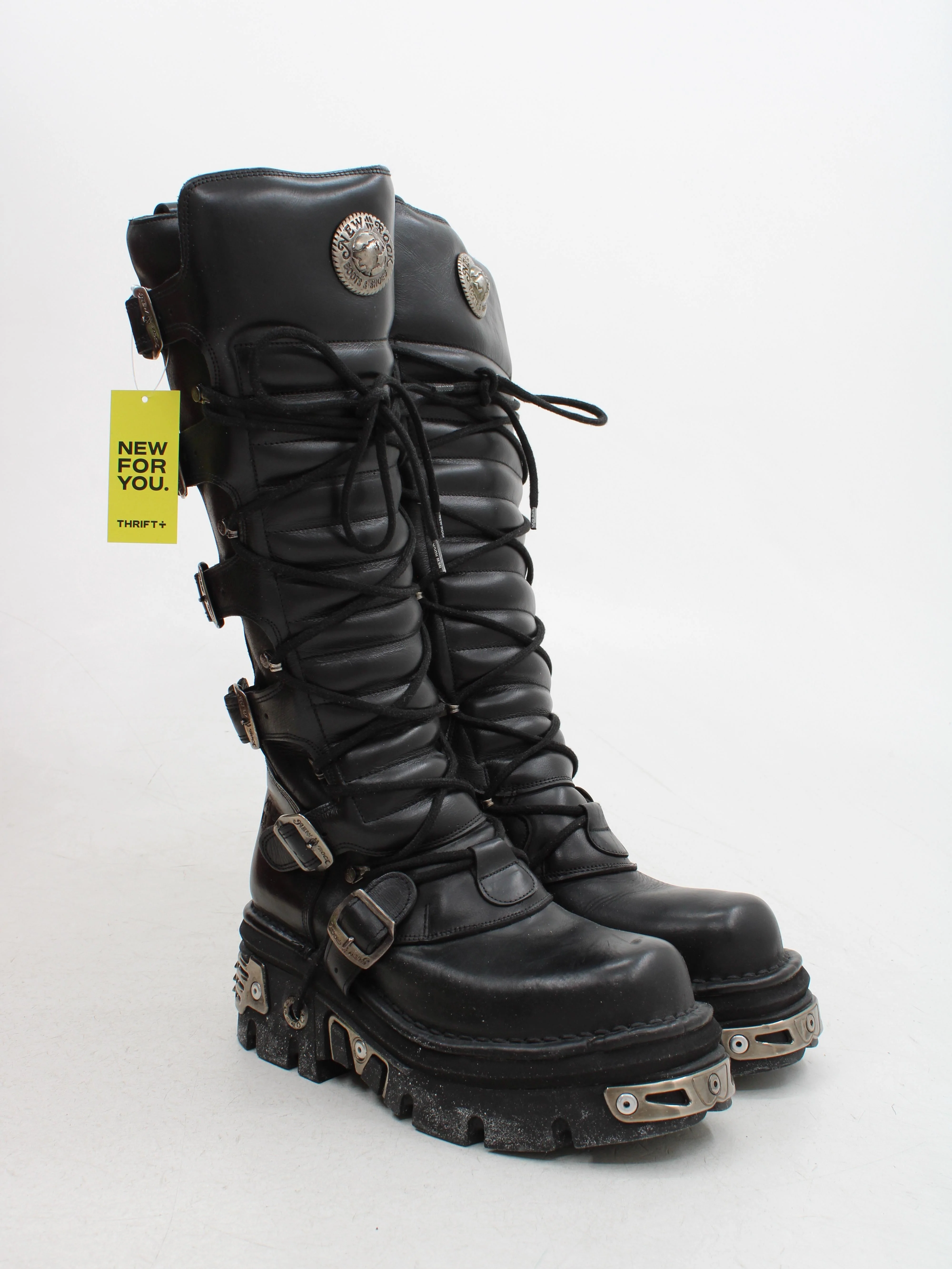 New Rock Men's Boots UK 8 Black 100% Leather Combat - Image 4