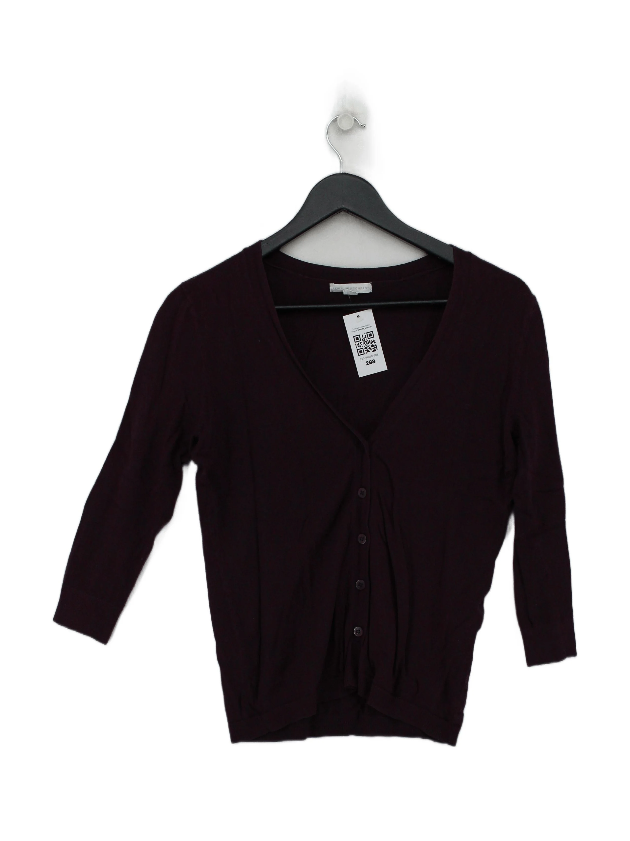 New York & Company Women's Cardigan M Purple Rayon with Nylon V-Neck Cardigan