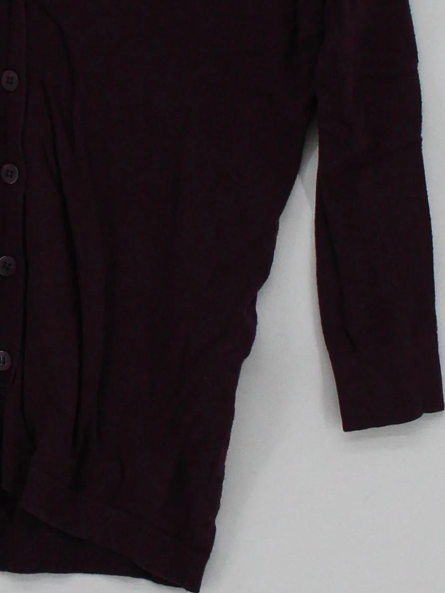 New York & Company Women's Cardigan M Purple Rayon with Nylon V-Neck Cardigan - Image 4