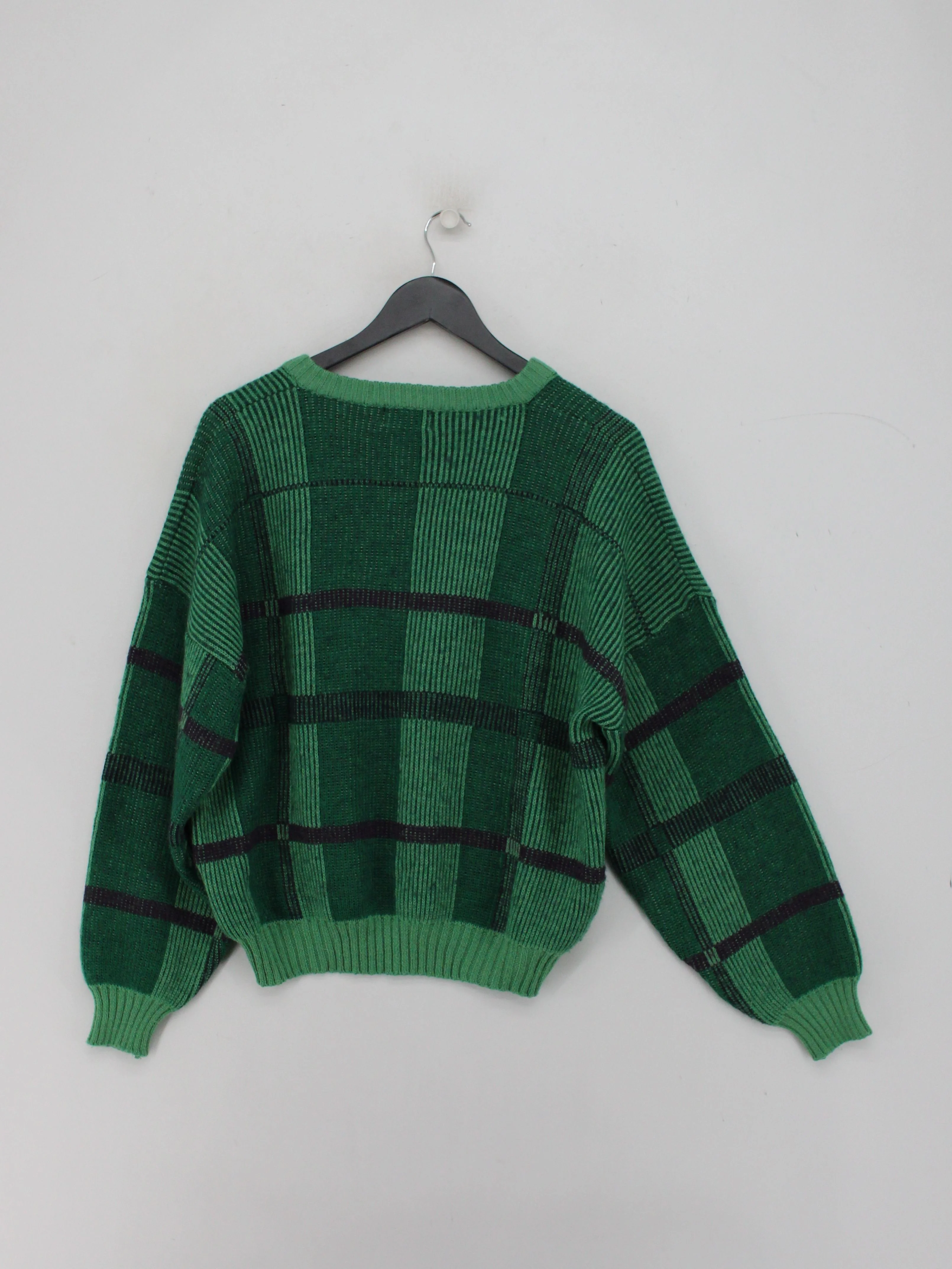 NEWHOUSE Men's Jumper S Multi Checkered Wool with Acrylic V-Neck Pullover - Image 2