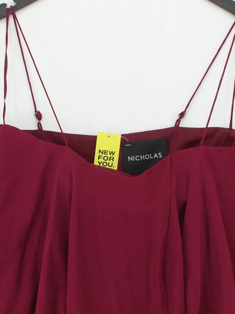 Nicholas Women's Top UK 8 Red Silk with Polyester Sleeveless Round Neck Basic - Image 3