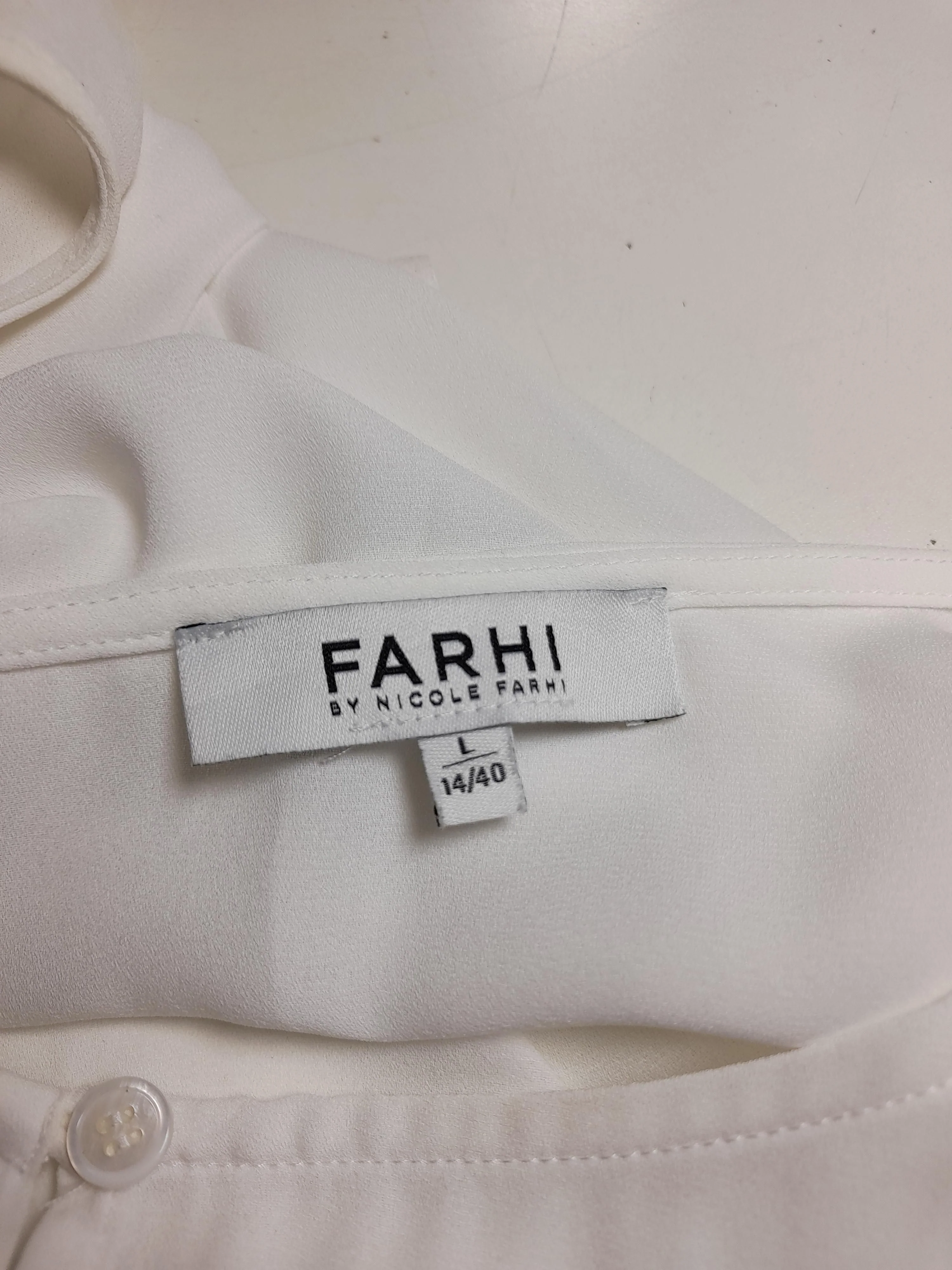 Nicole Farhi Women's Top UK 14 White 100% Polyester Sleeveless Round Neck Basic - Image 5