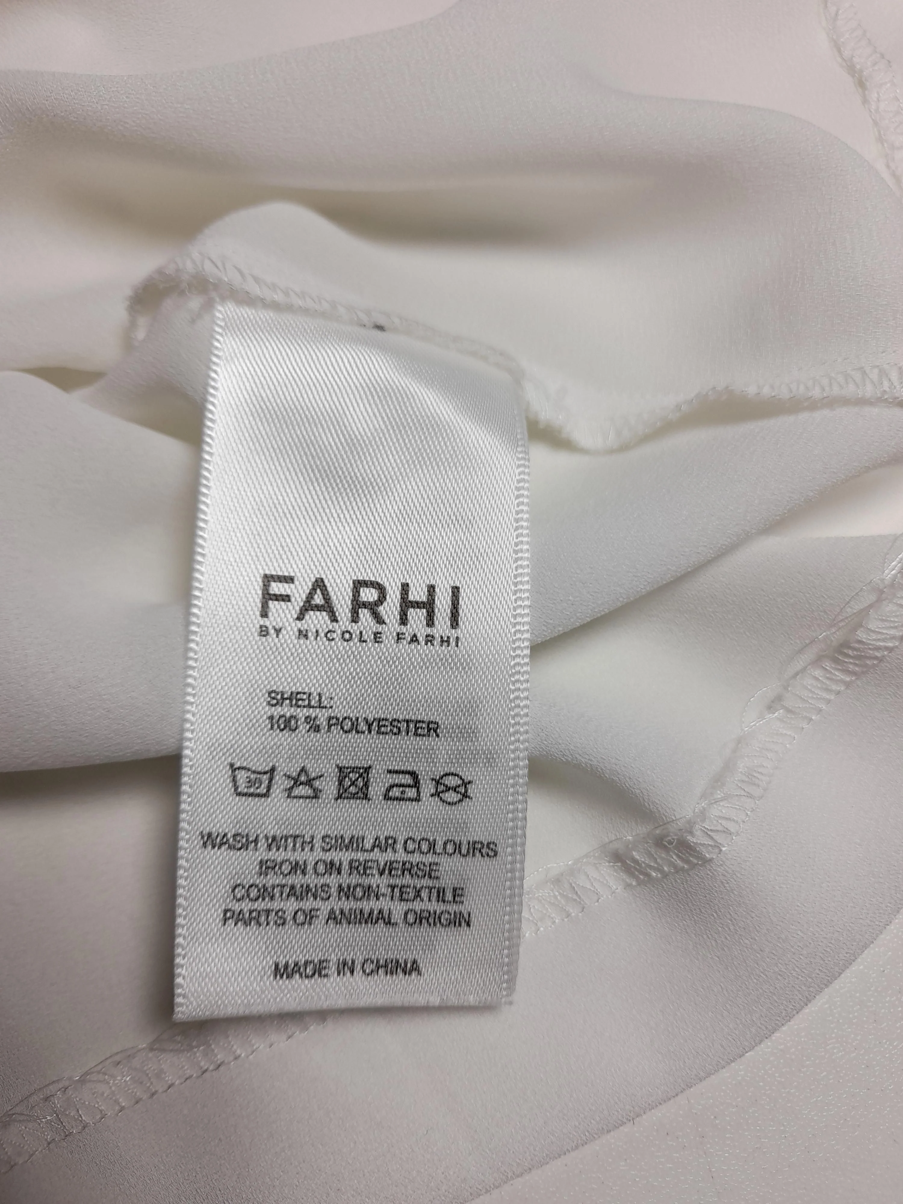 Nicole Farhi Women's Top UK 14 White 100% Polyester Sleeveless Round Neck Basic - Image 6