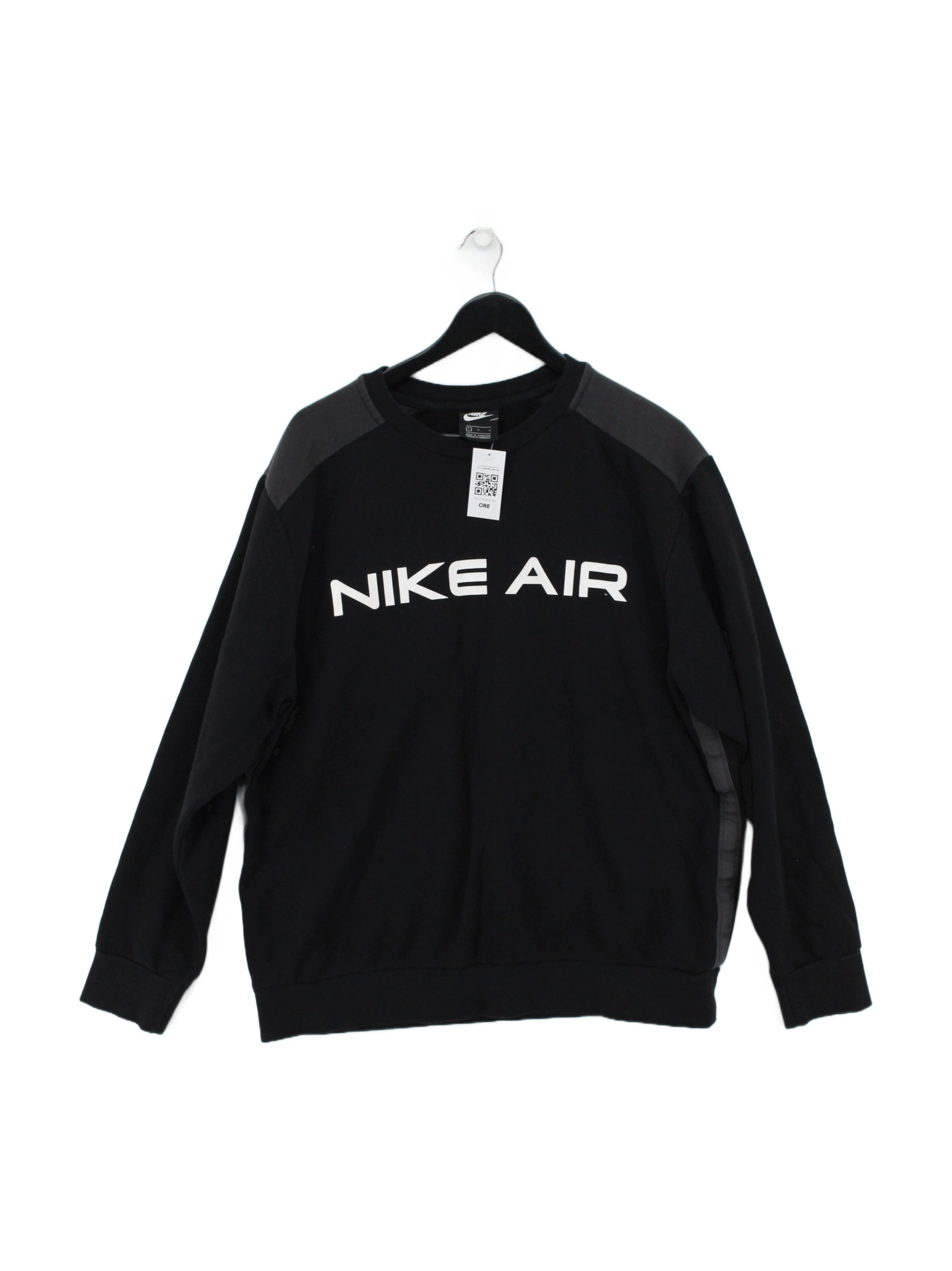 Nike Men's Hoodie L Black Graphic Cotton with Polyester Pullover