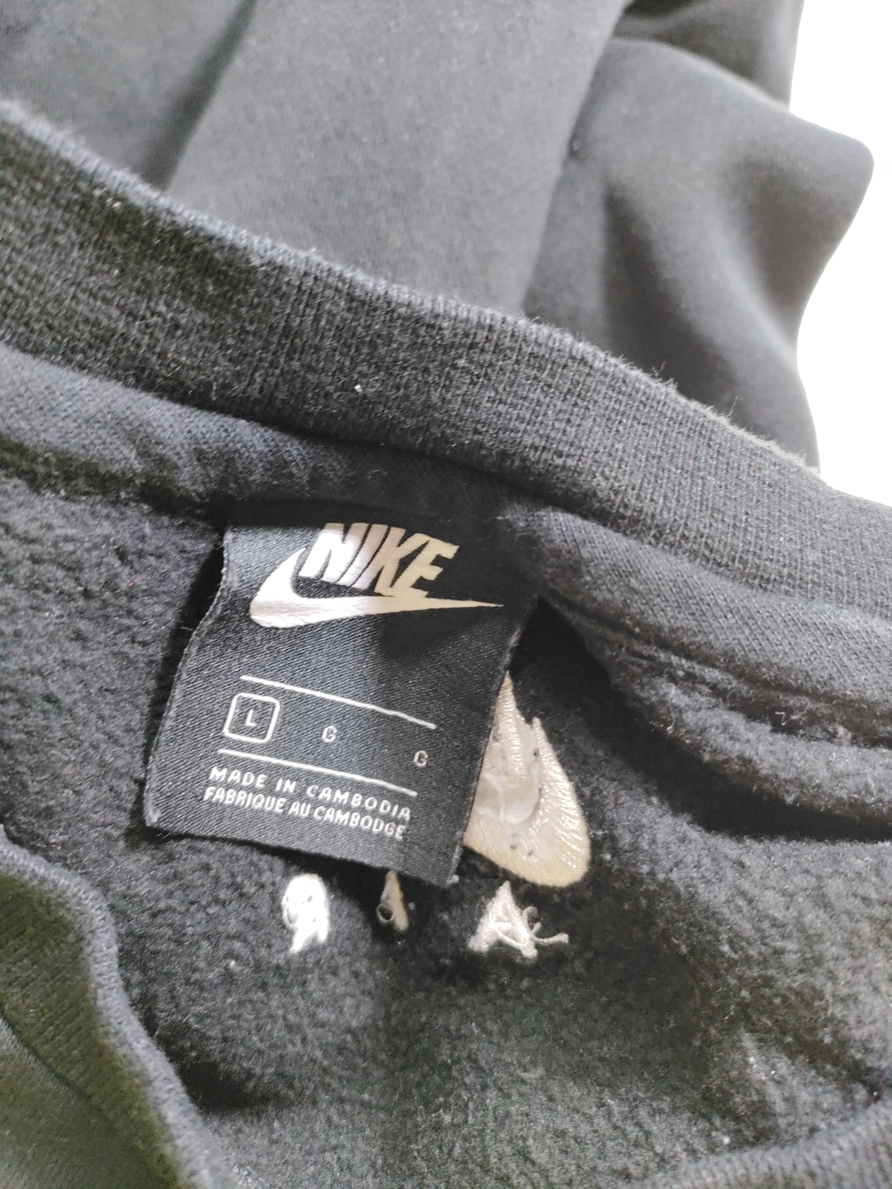 Nike Men's Hoodie L Black Graphic Cotton with Polyester Pullover - Image 5