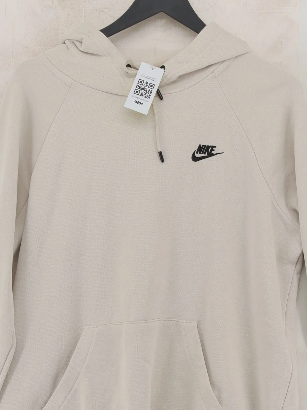 Nike Men's Hoodie L Cream Cotton with Polyester Pullover - Image 3