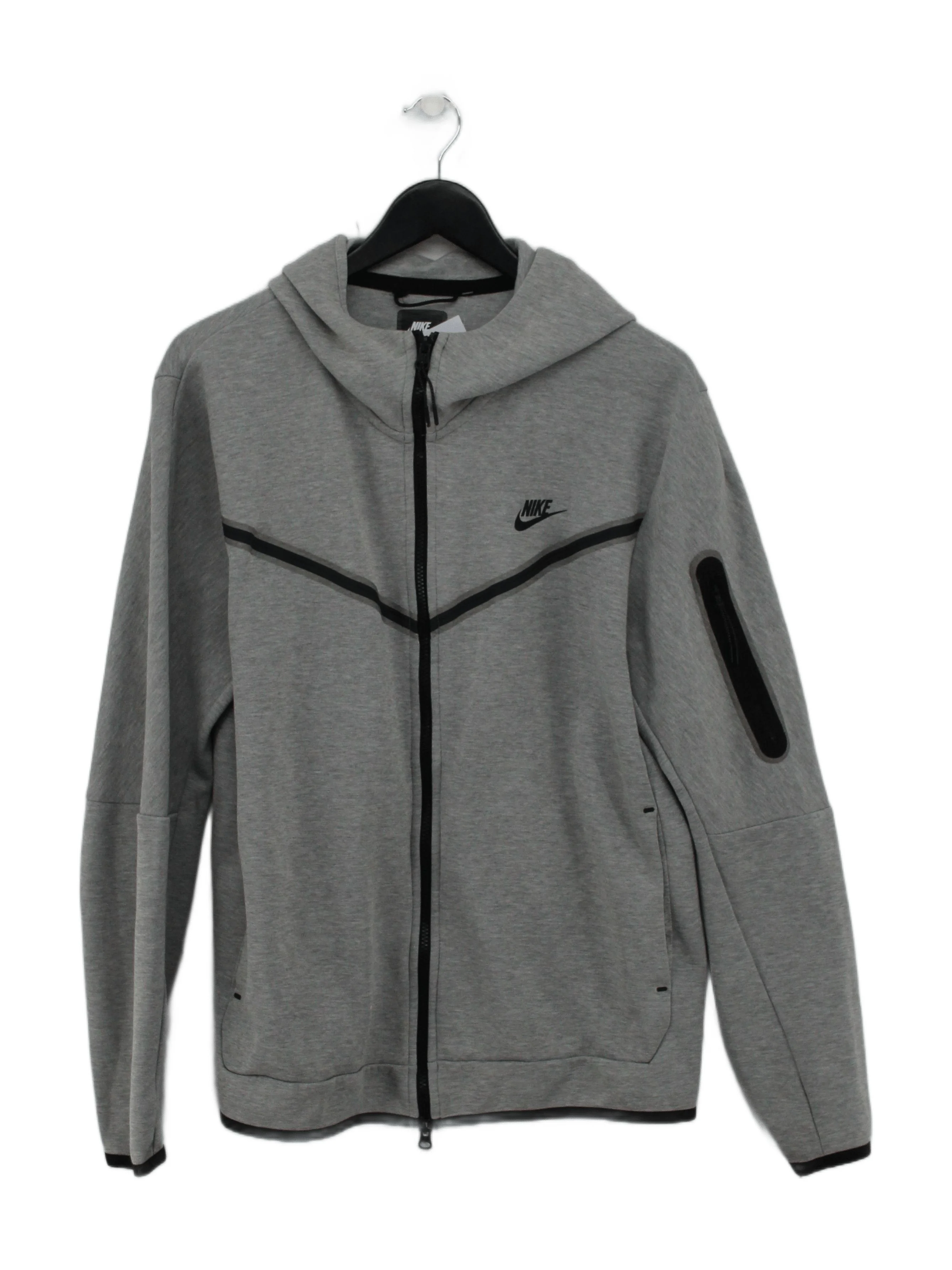 Nike Men's Hoodie L Grey Cotton with Polyester Pullover
