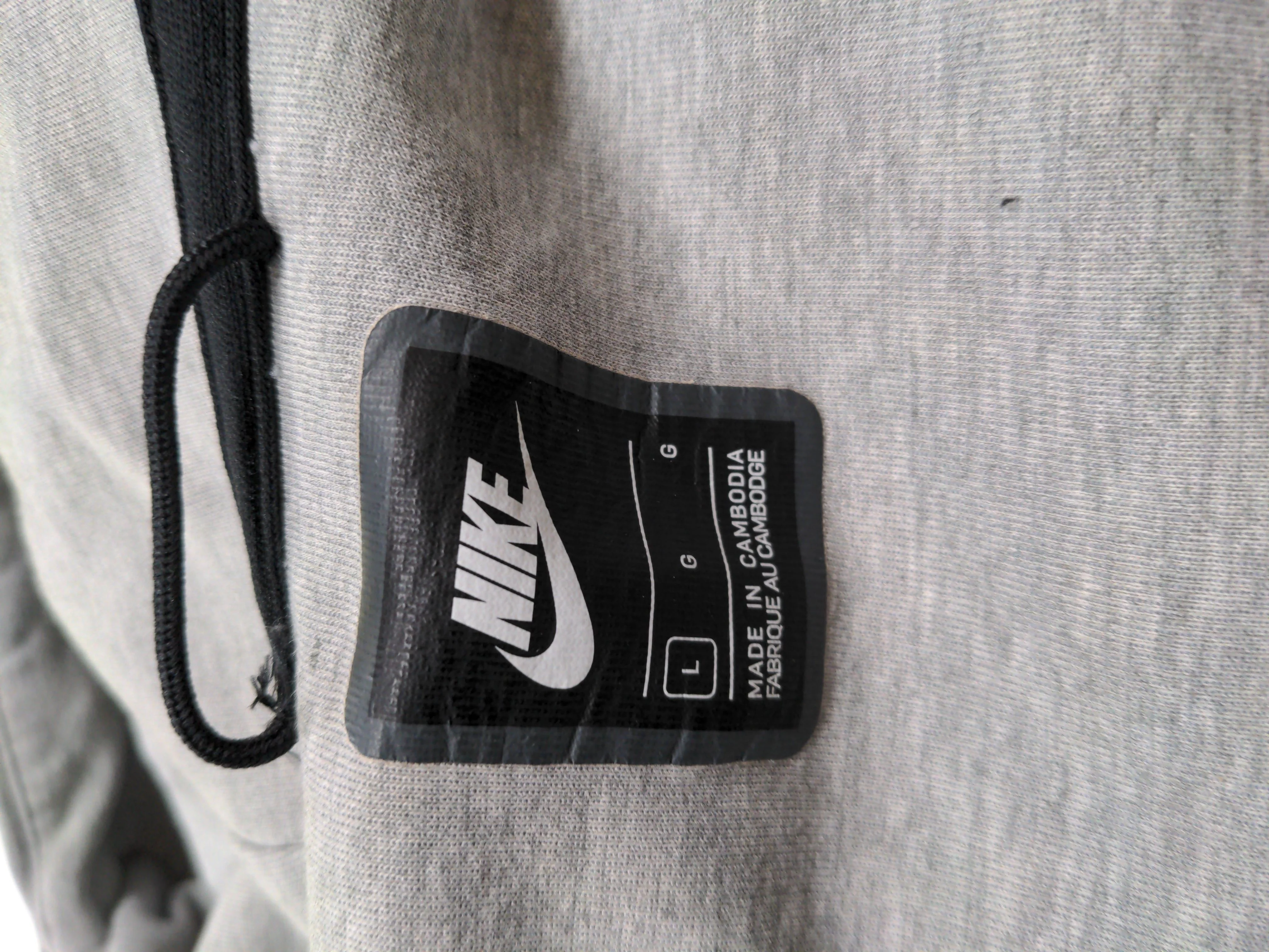 Nike Men's Hoodie L Grey Cotton with Polyester Pullover - Image 5