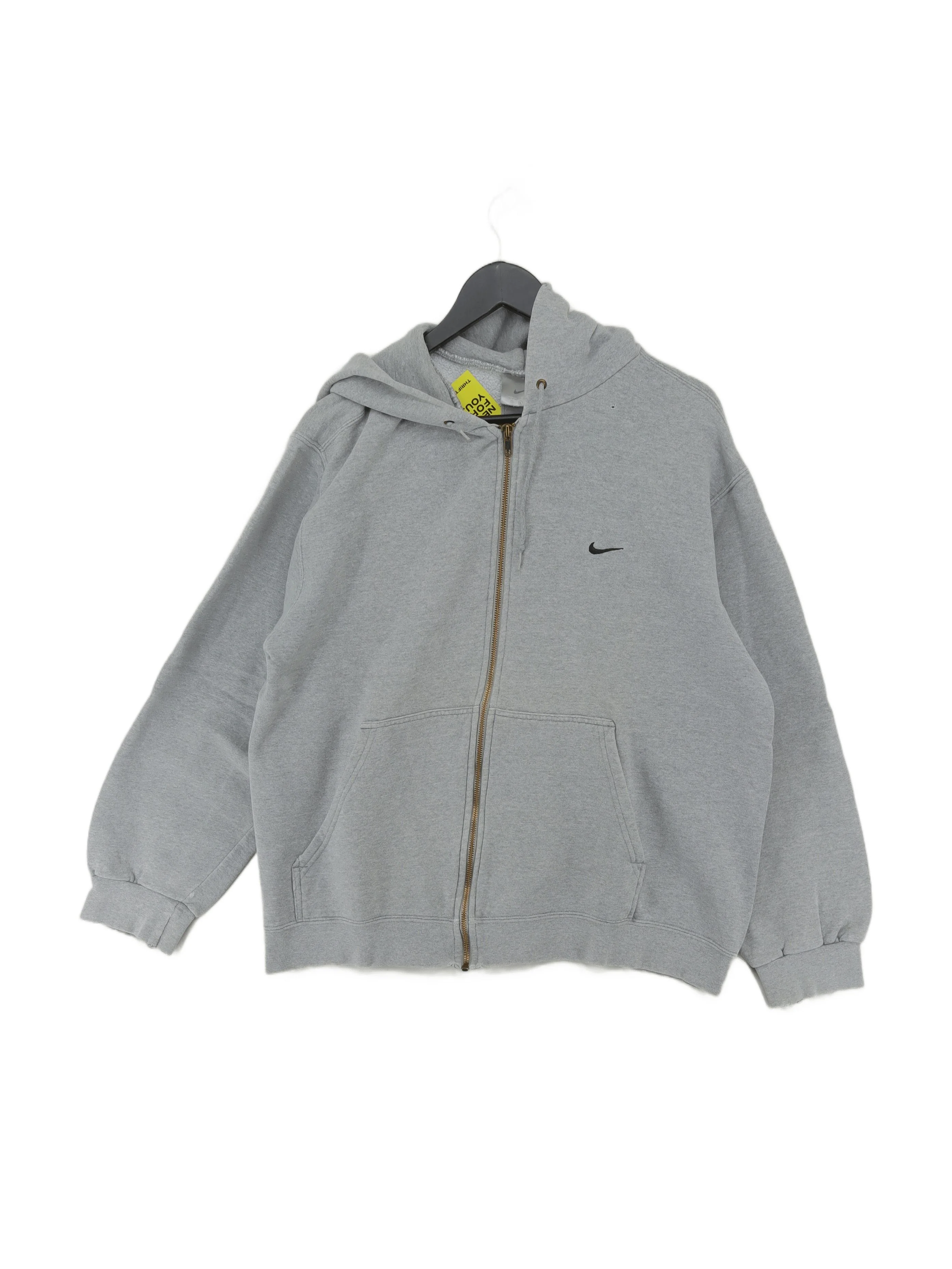 Nike Men's Hoodie L Grey Cotton with Polyester Pullover