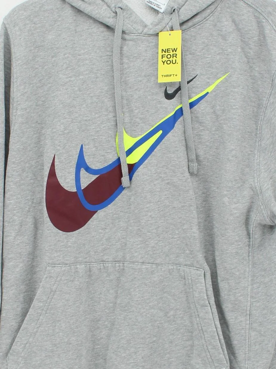 Nike Men's Hoodie L Grey Graphic Cotton with Polyester Pullover - Image 3