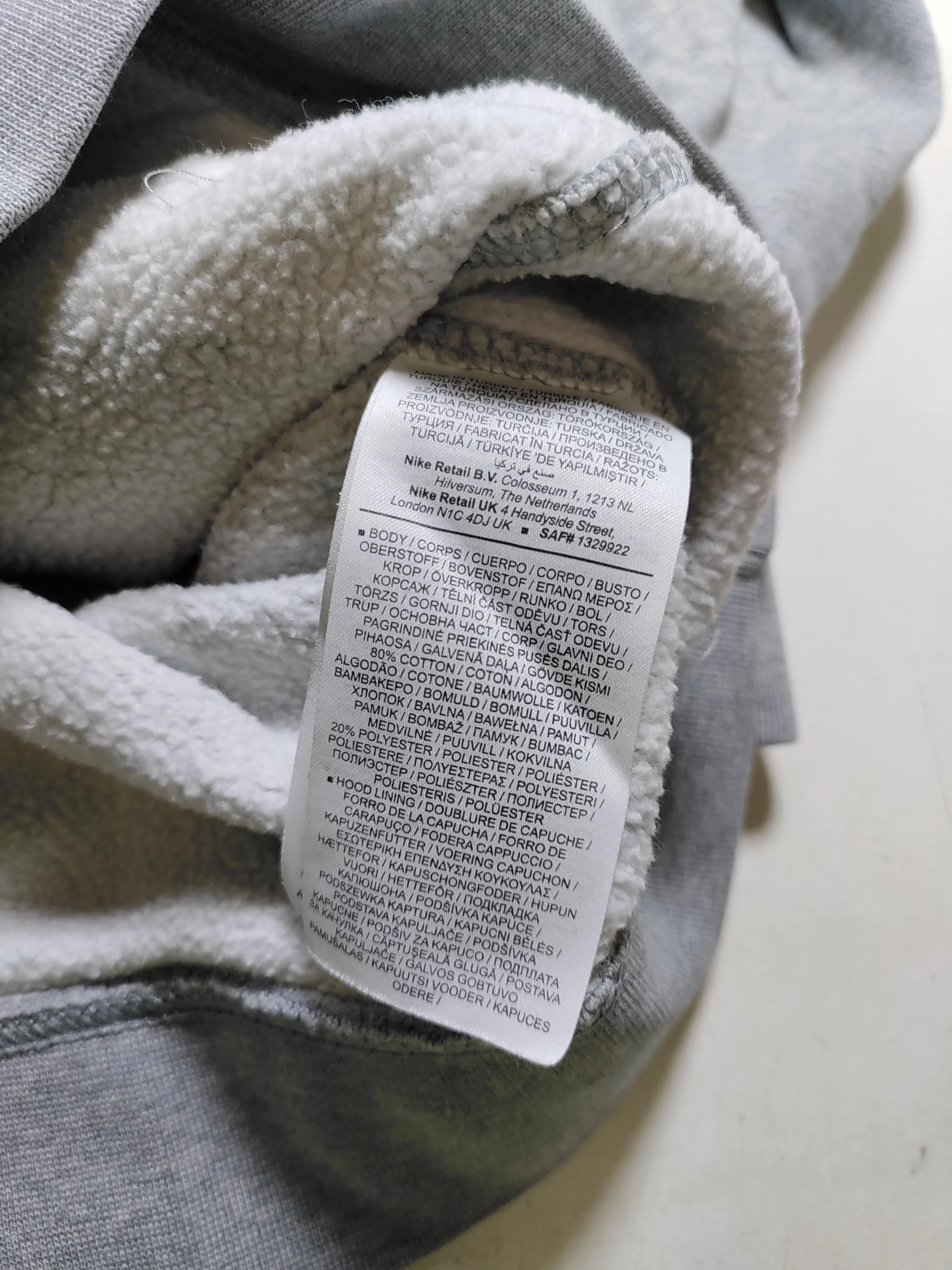 Nike Men's Hoodie L Grey Graphic Cotton with Polyester Pullover - Image 6