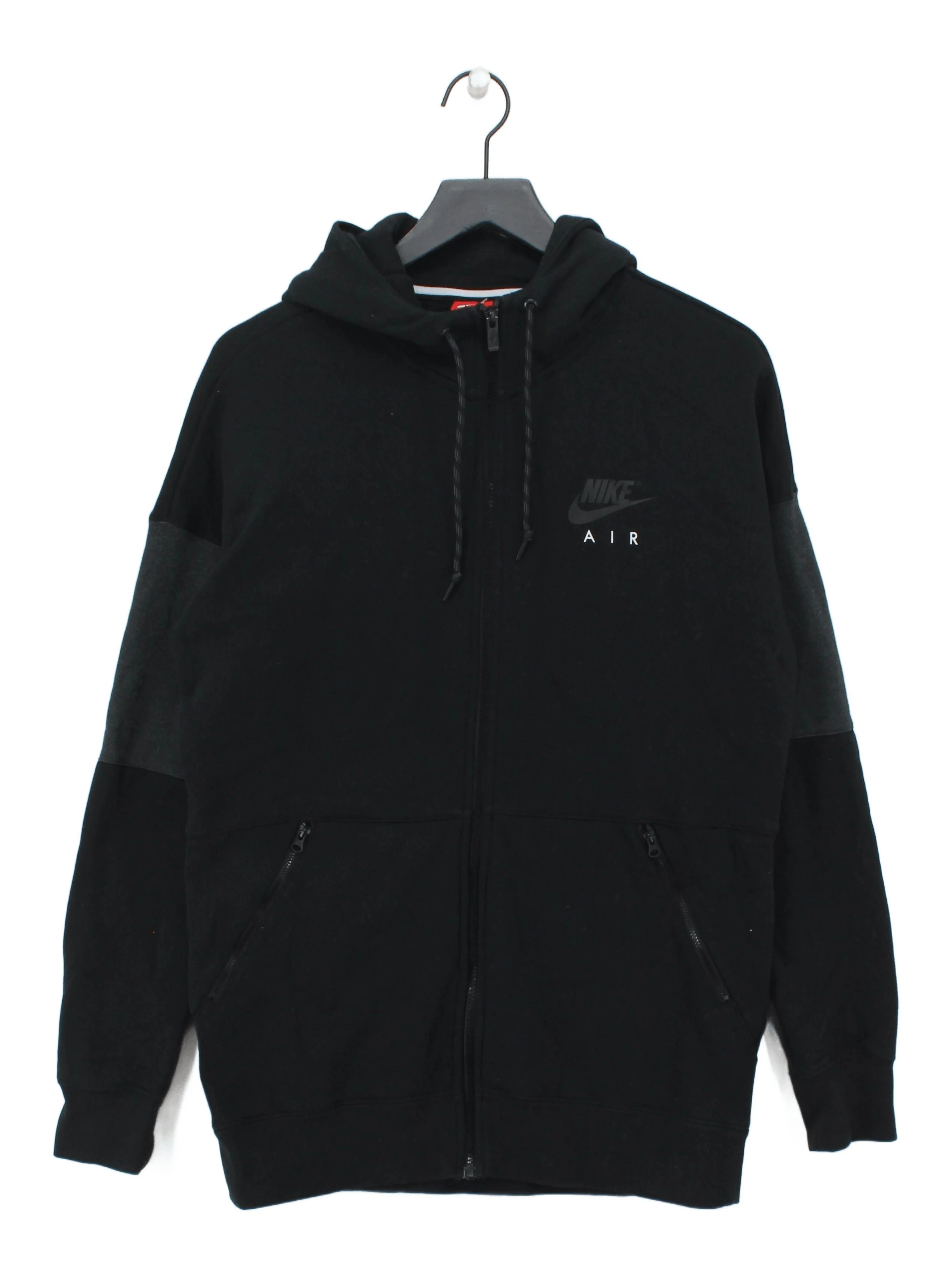 Nike Men's Hoodie M Black Graphic Cotton with Polyester Pullover