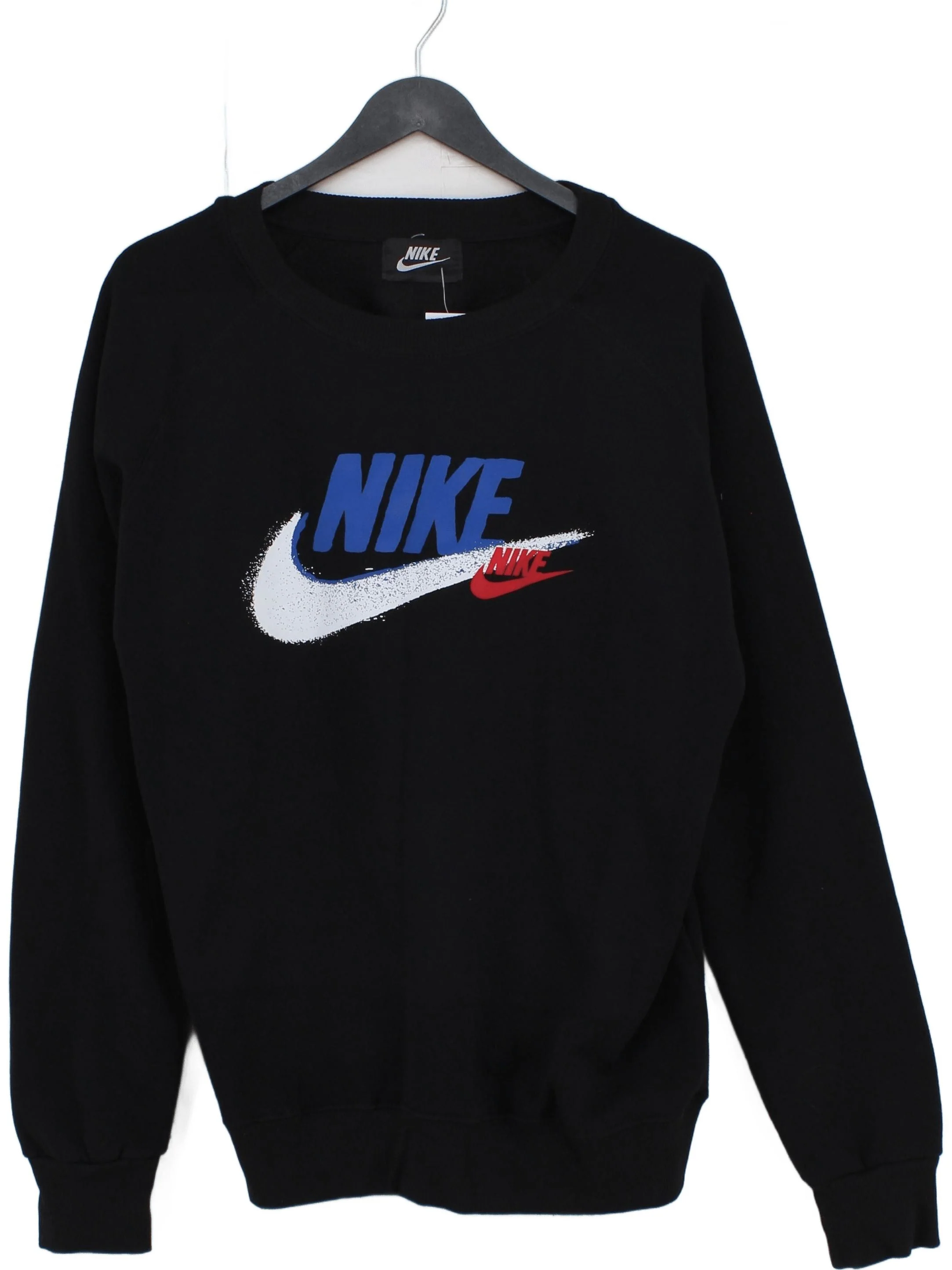 Nike Men's Hoodie M Black Graphic Cotton with Polyester Pullover