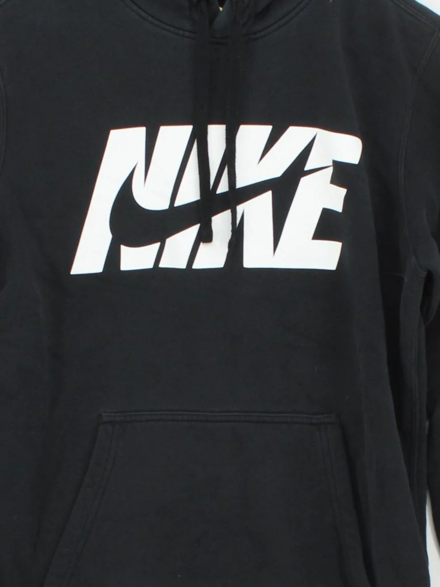Nike Men's Hoodie M Black Graphic Cotton with Polyester Pullover - Image 3