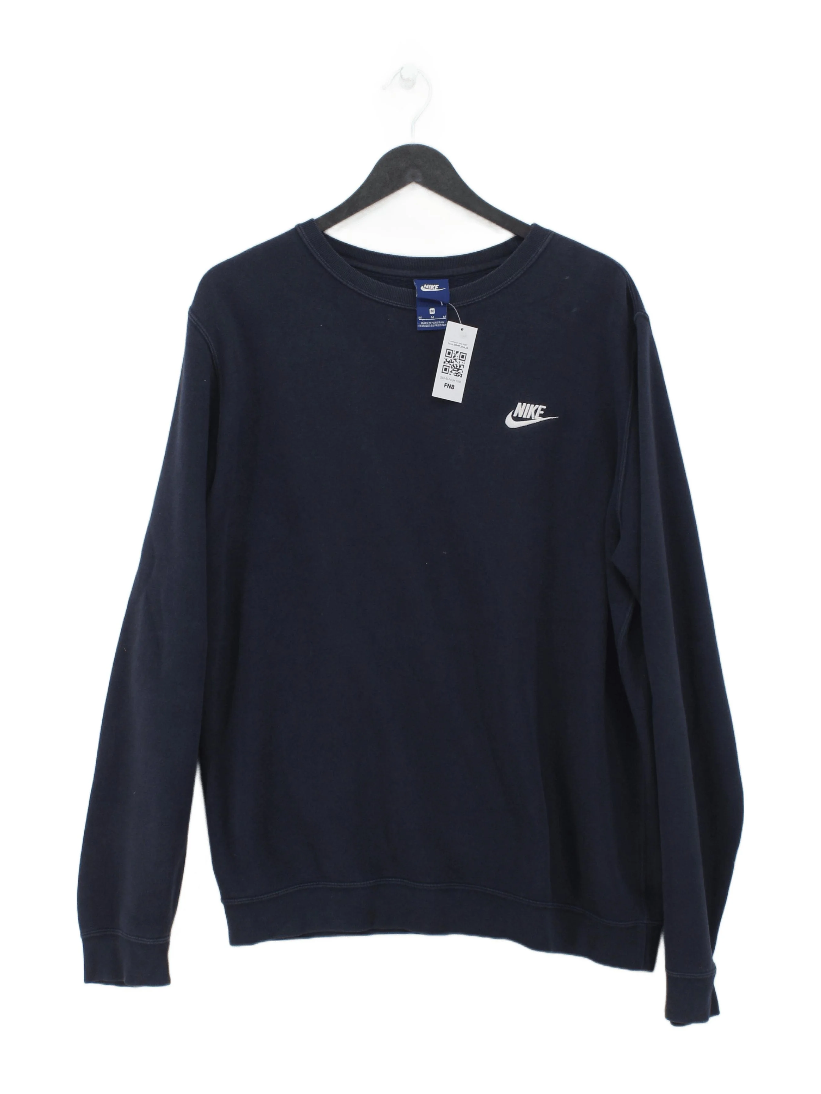 Nike Men's Hoodie M Blue Graphic Cotton with Polyester Pullover