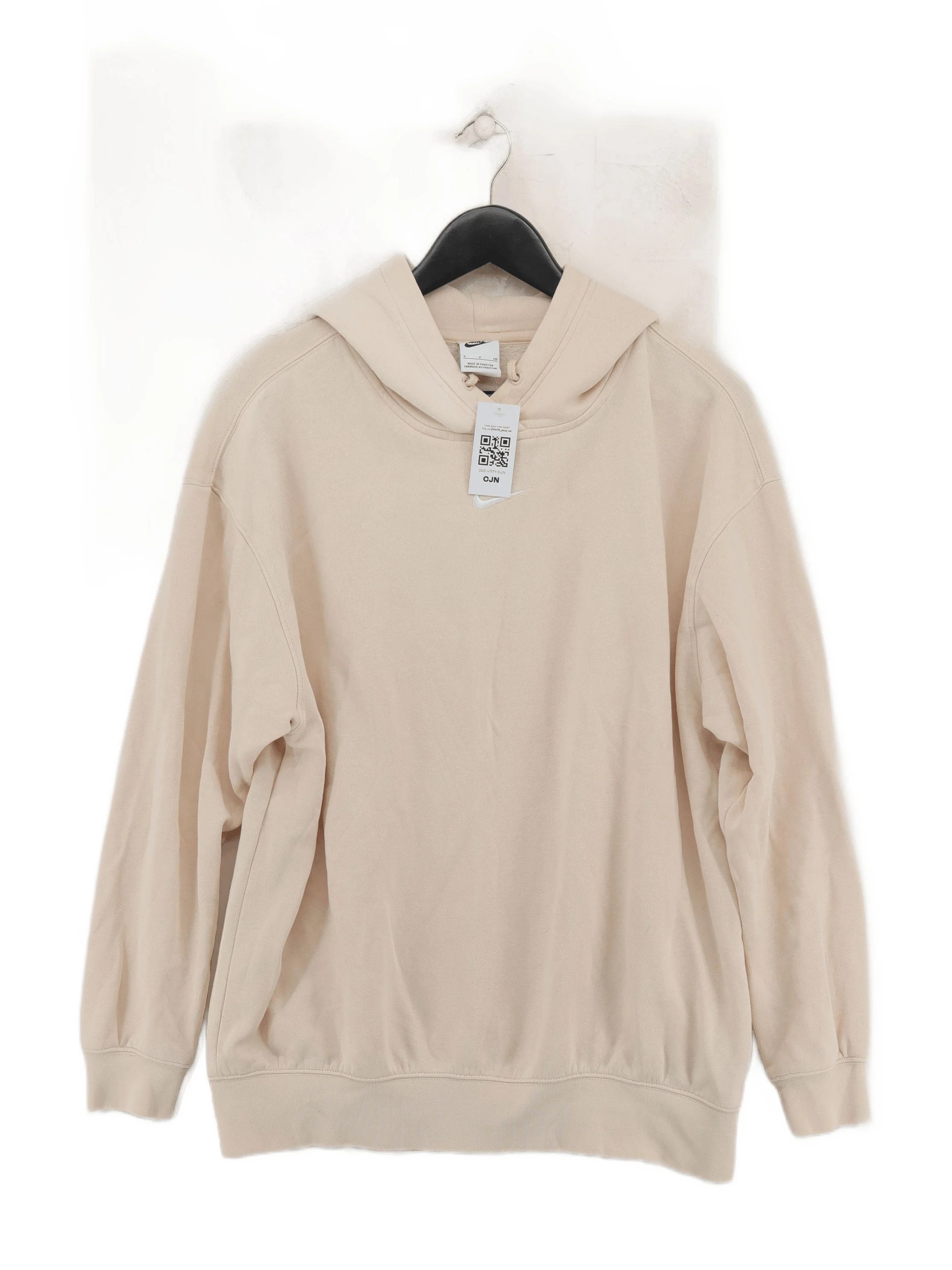 Nike Men's Hoodie S Cream Cotton with Polyester Pullover