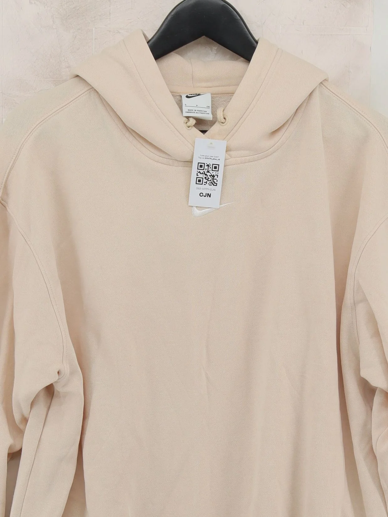 Nike Men's Hoodie S Cream Cotton with Polyester Pullover - Image 3