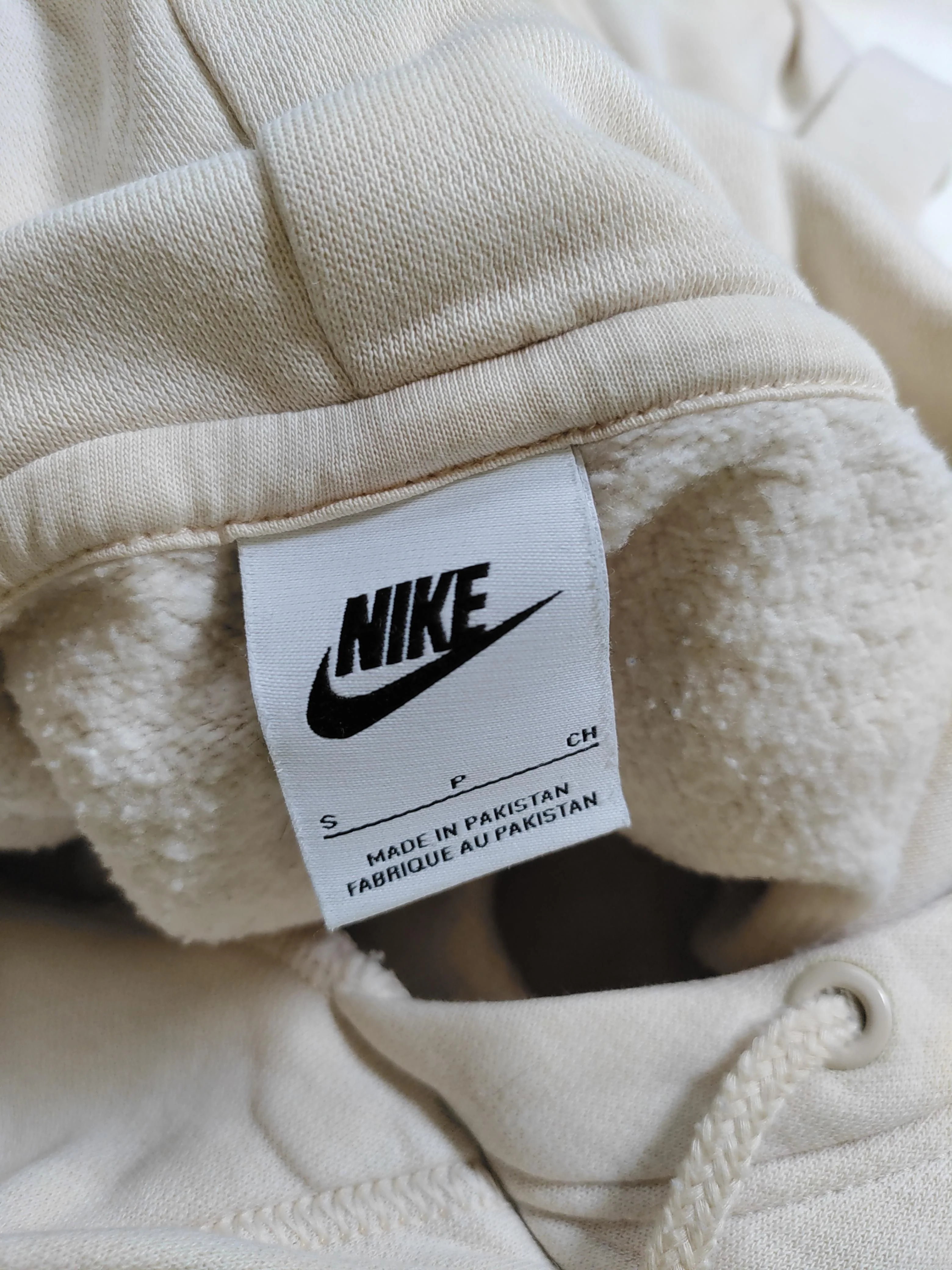 Nike Men's Hoodie S Cream Cotton with Polyester Pullover - Image 5