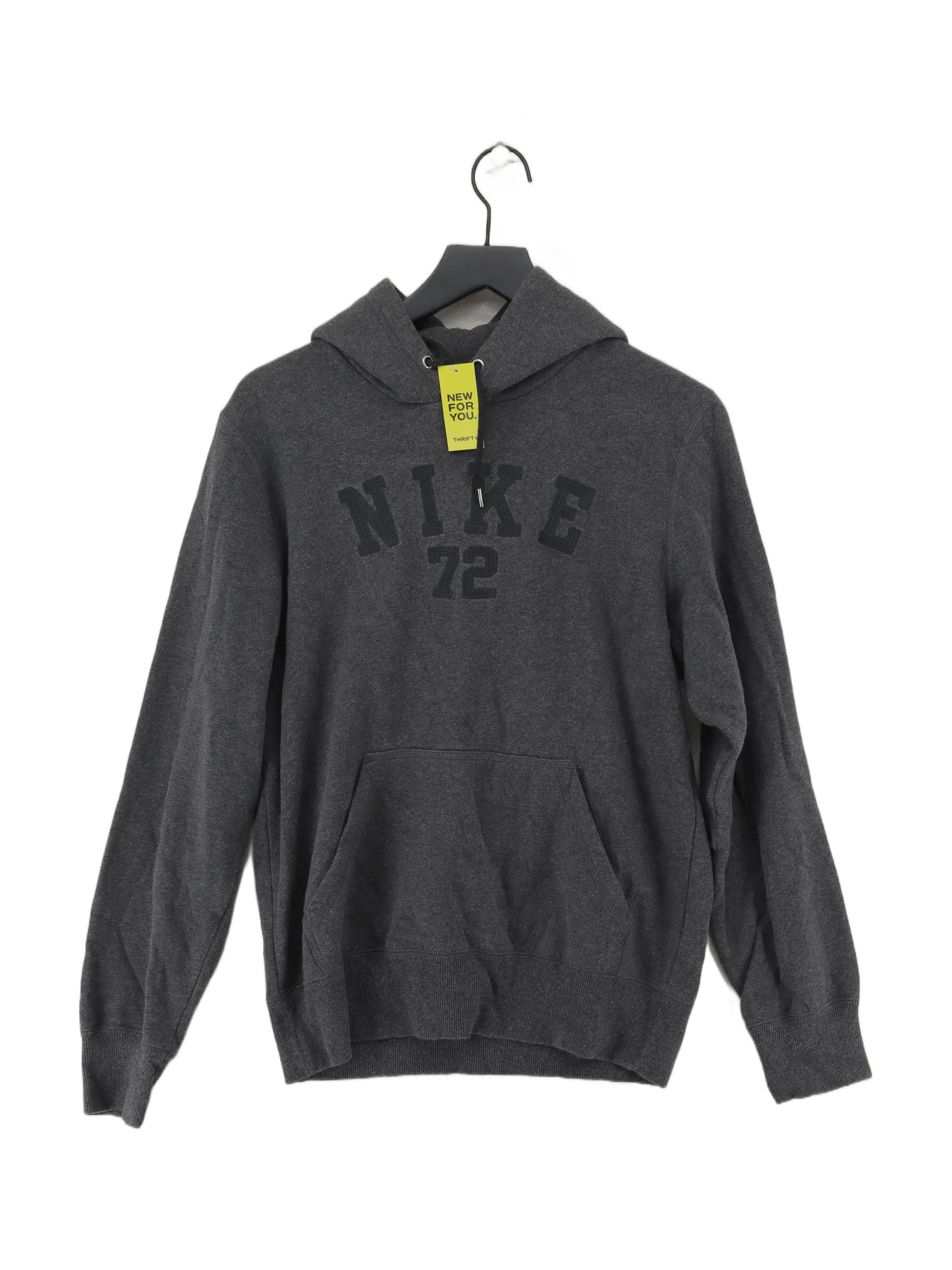 Nike Men's Hoodie S Grey Graphic Cotton with Polyester Pullover