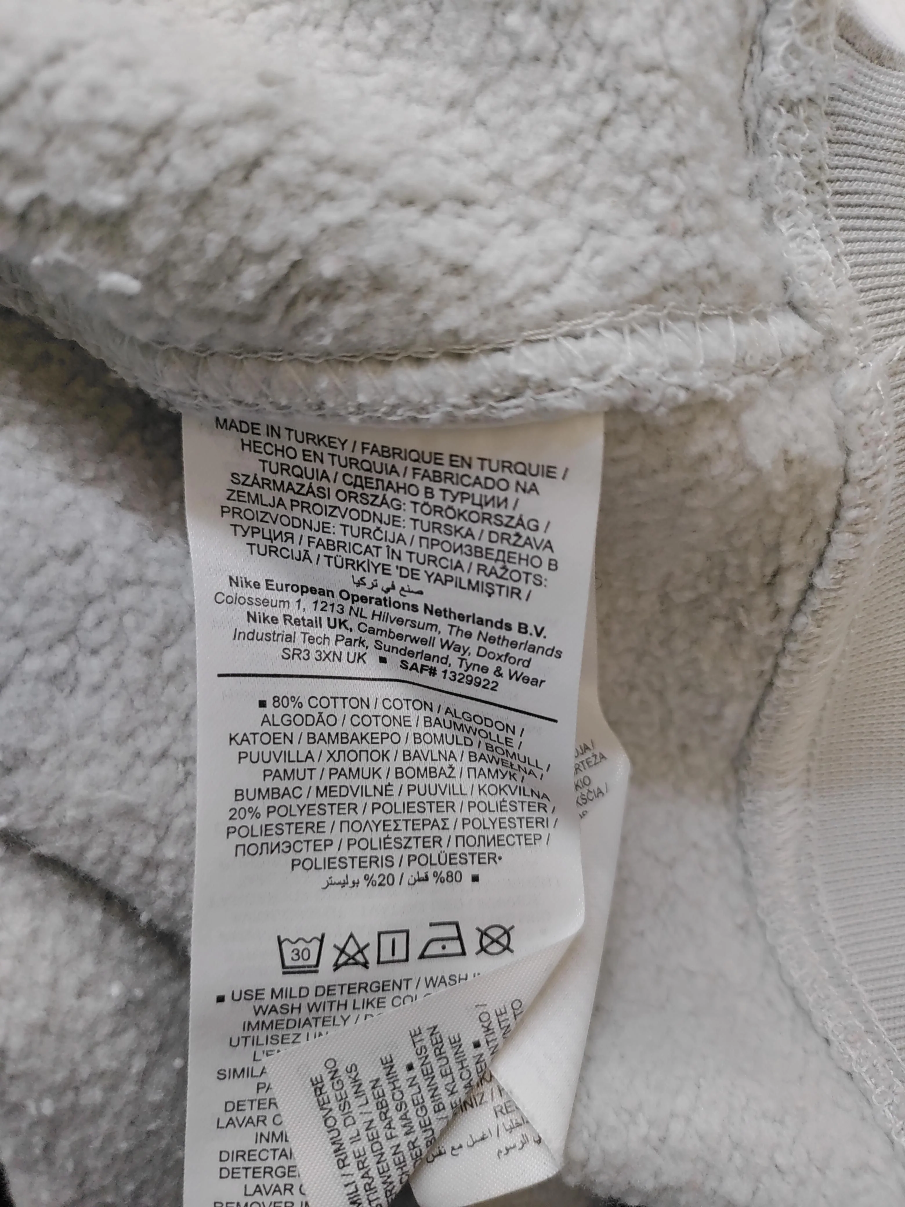 Nike Men's Hoodie XS Grey Graphic Cotton with Polyester Pullover - Image 6