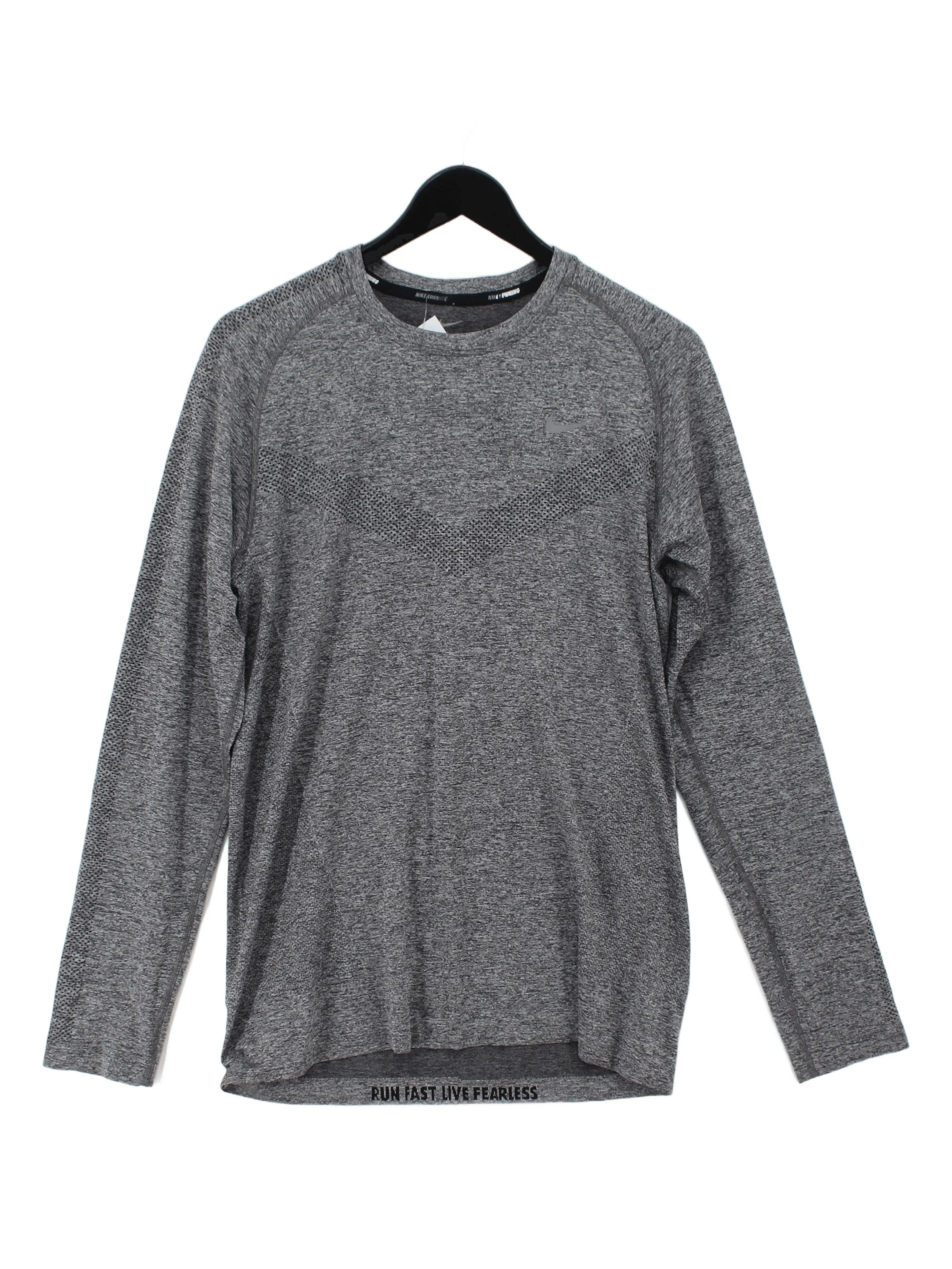 Nike Men's Loungewear M Grey Nylon with Polyester, Spandex Round Neck Basic