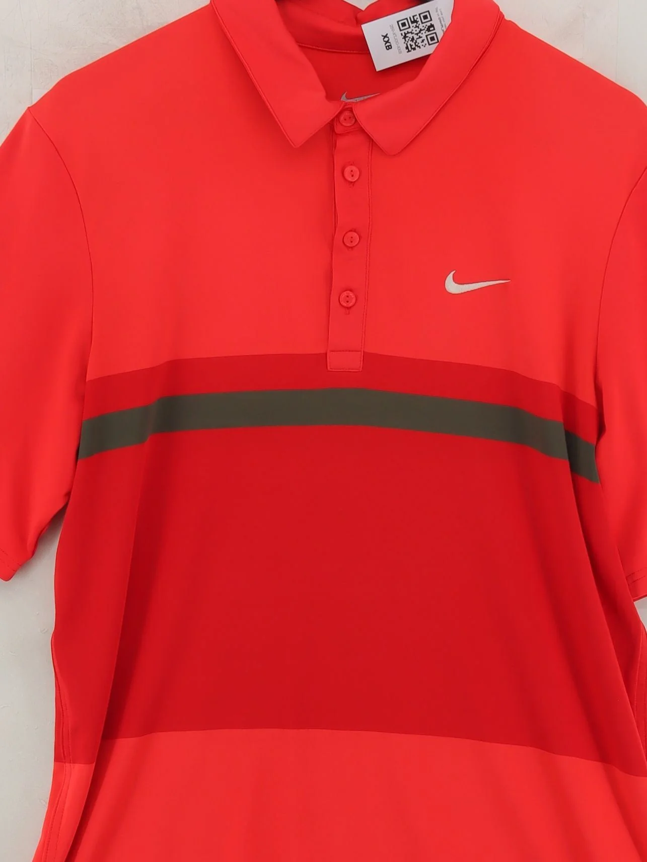 Nike Men's Polo L Red Striped Polyester with Elastane Basic - Image 3