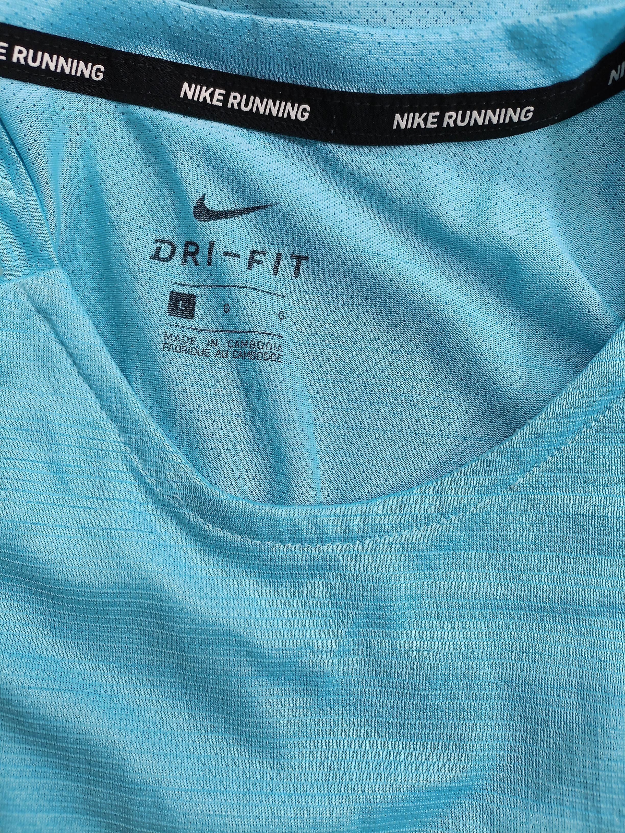 Nike Men's T-Shirt L Blue 100% Polyester Round Neck Basic - Image 5
