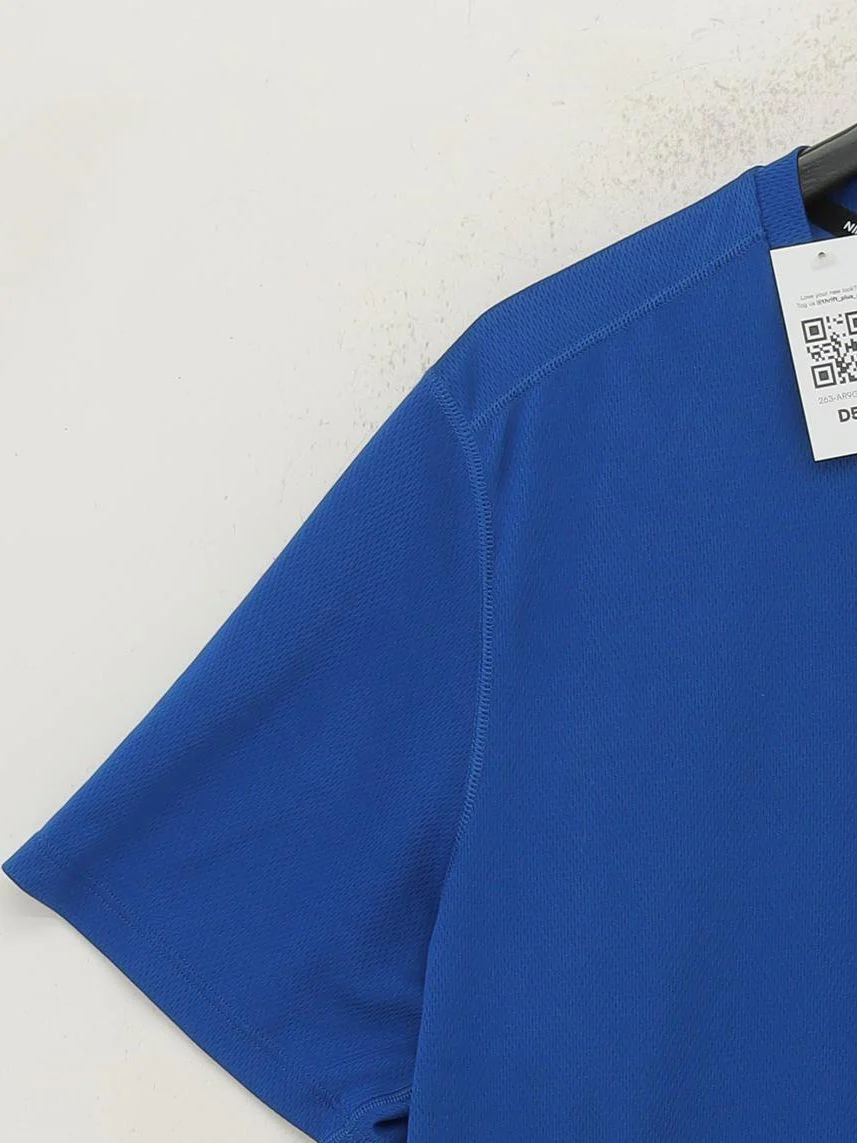 Nike Men's T-Shirt L Blue 100% Polyester Round Neck Basic - Image 4