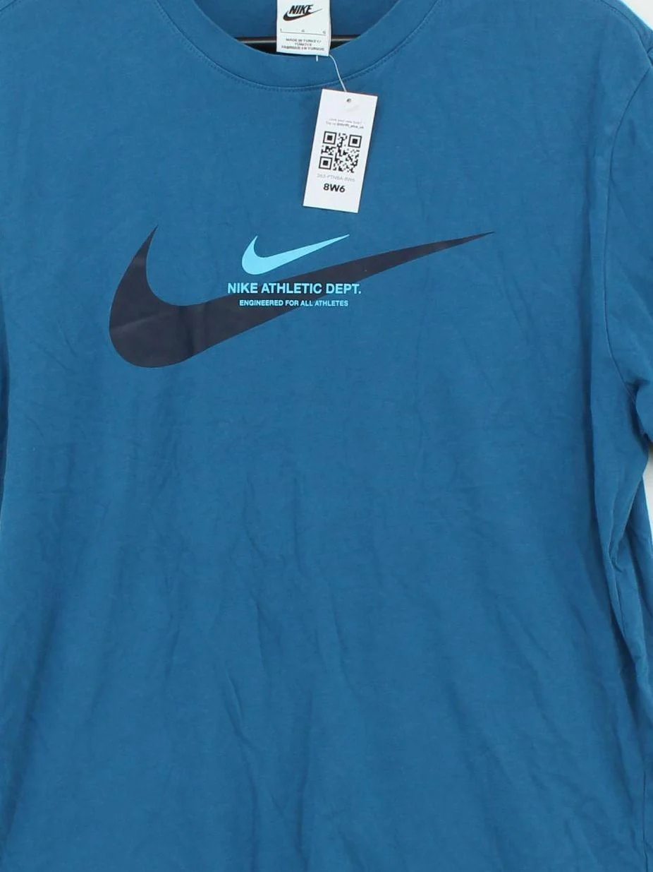 Nike Men's T-Shirt L Blue Graphic 100% Cotton Basic - Image 3