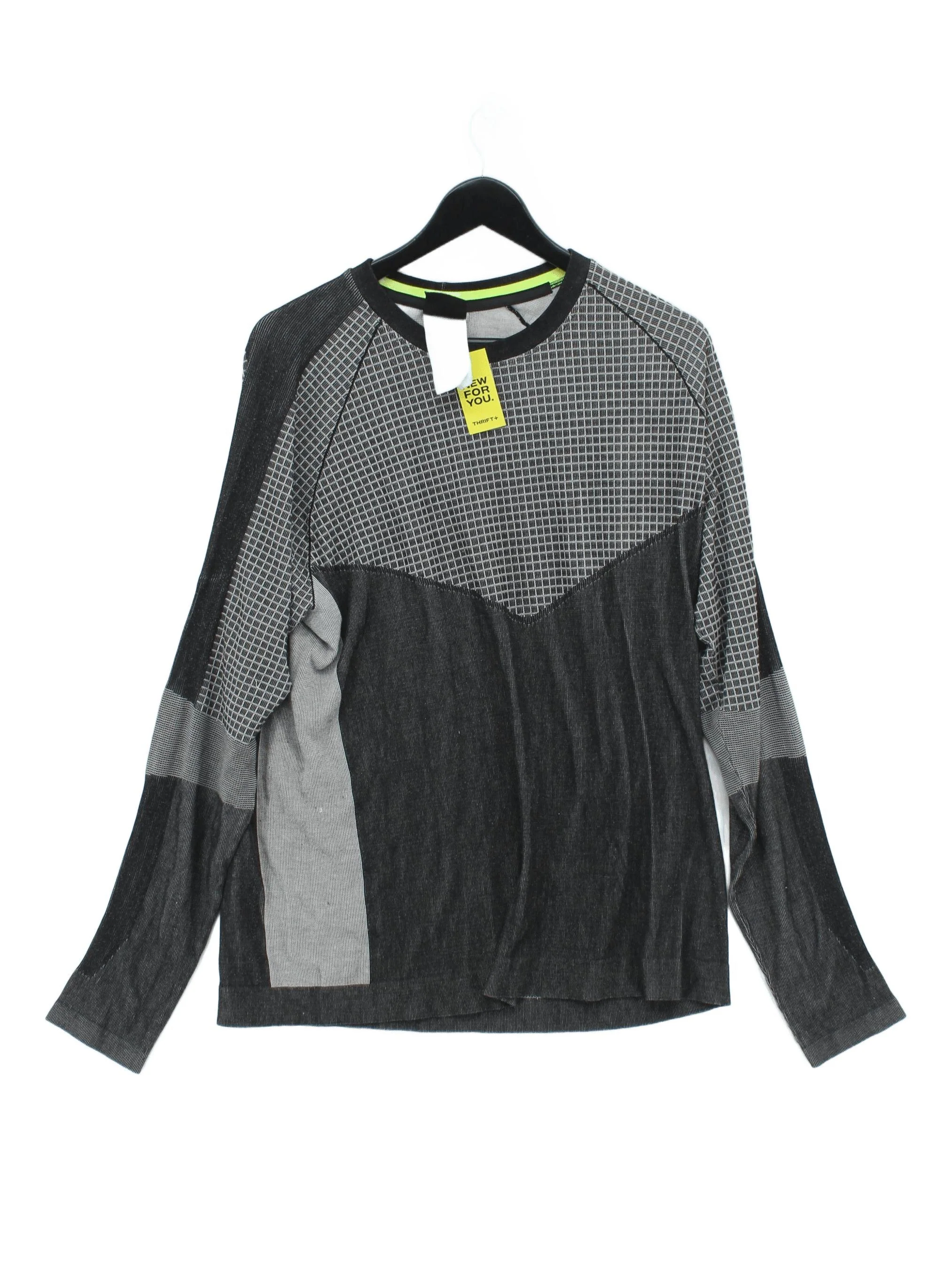 Nike Men's T-Shirt L Grey Geometric Polyester with Cotton, Lyocell Modal Basic