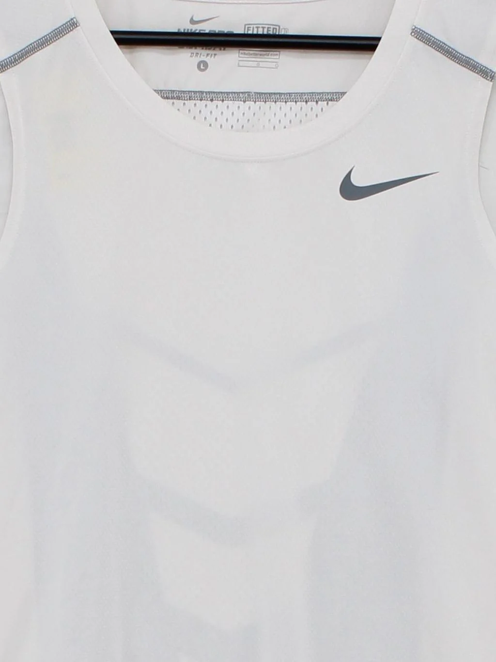 Nike Men's T-Shirt L White Nylon with Polyester, Elastane Basic - Image 3