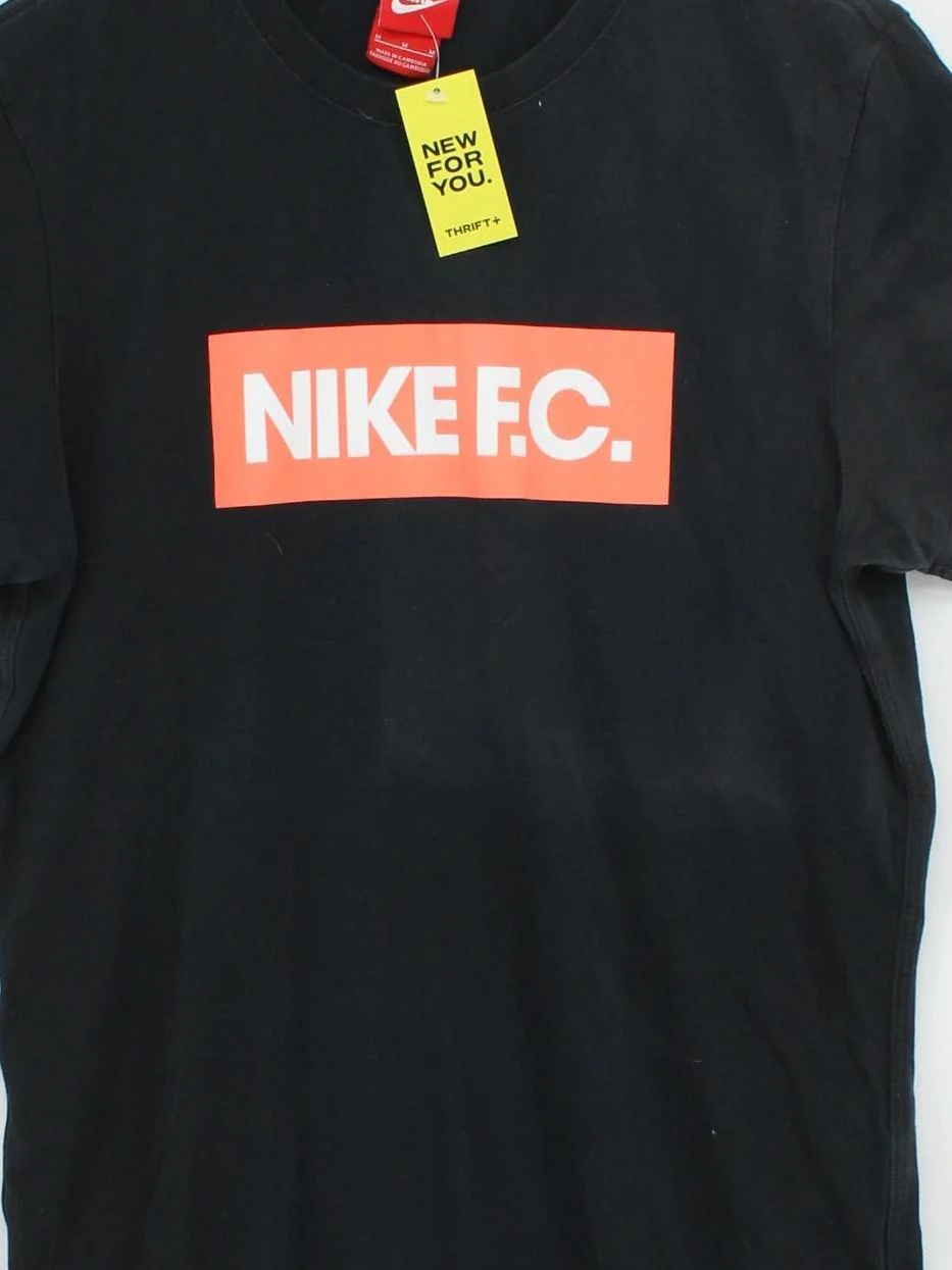 Nike Men's T-Shirt M Black Graphic 100% Cotton Basic - Image 3