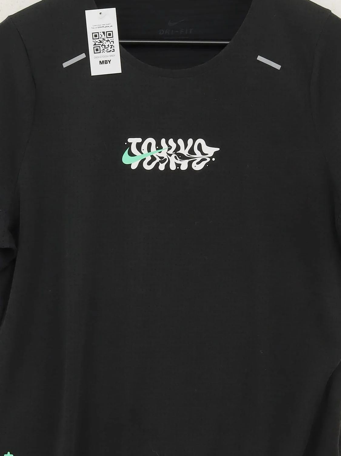 Nike Men's T-Shirt M Black Graphic Polyester with Cotton Crew Neck Basic - Image 3