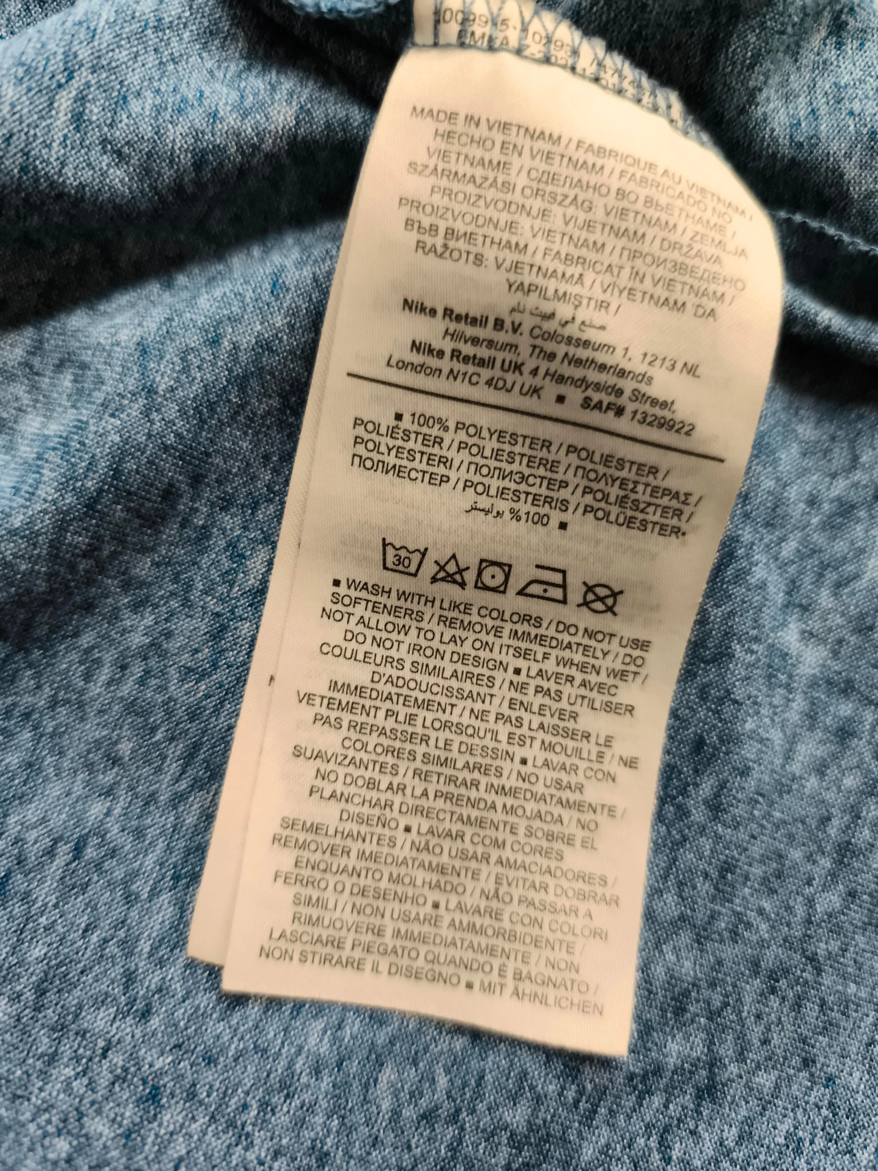 Nike Men's T-Shirt M Blue 100% Polyester Basic - Image 6