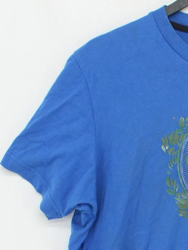 Nike Men's T-Shirt M Blue Graphic Cotton with Polyester Basic - Image 4