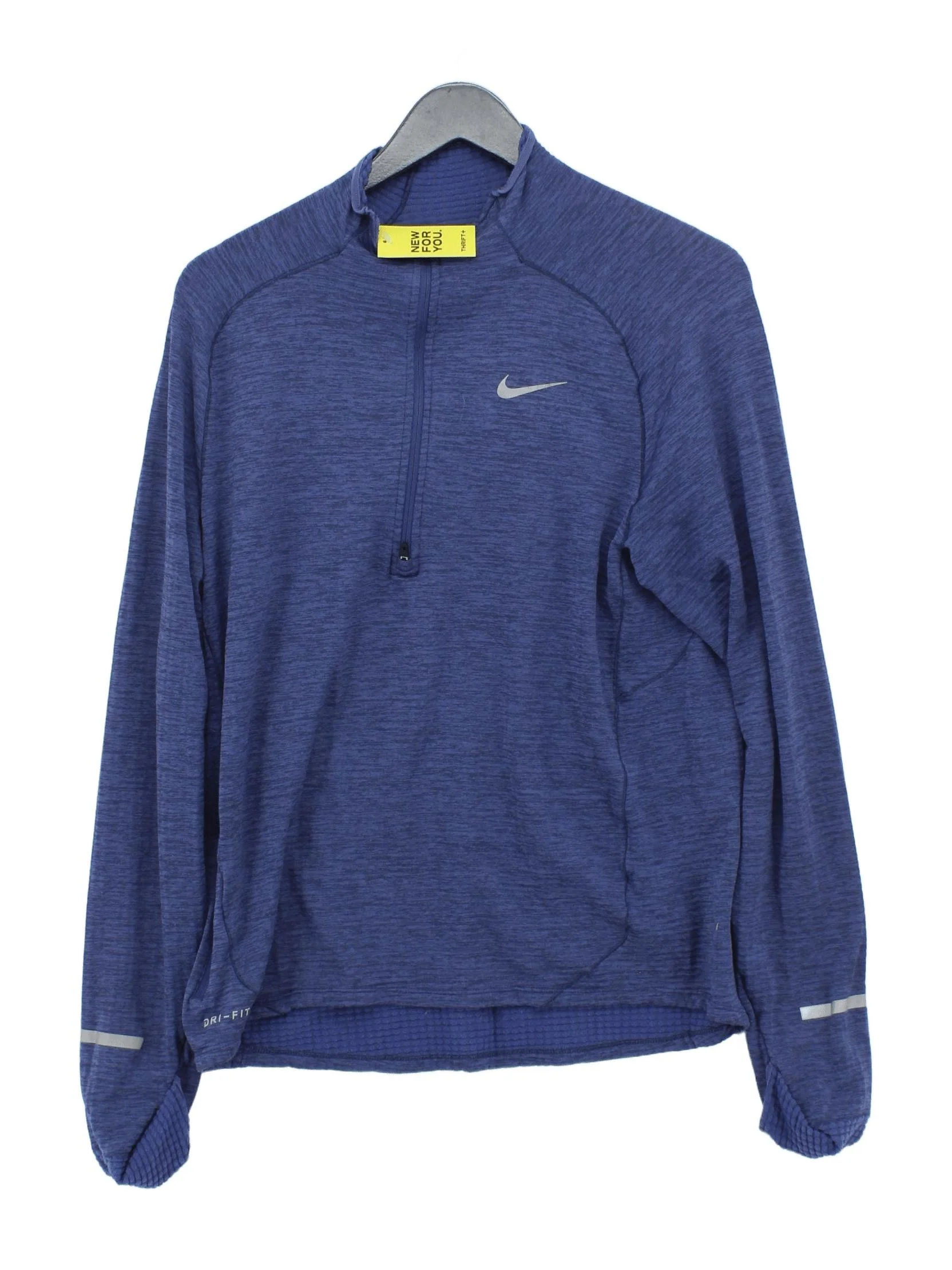Nike Men's T-Shirt M Blue Polyester with Elastane Mock Neck Basic
