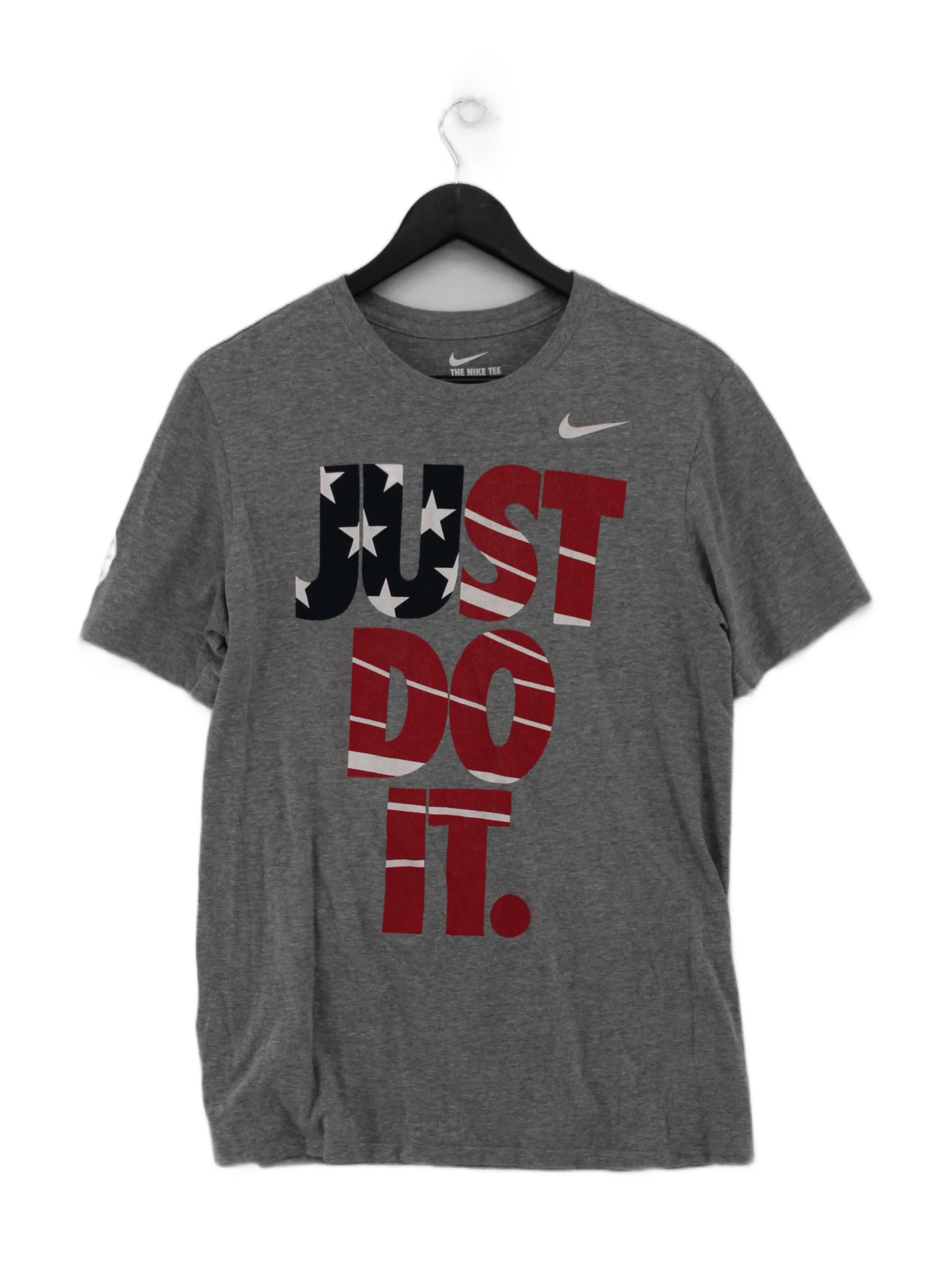 Nike Men's T-Shirt M Grey Graphic Cotton with Polyester Basic