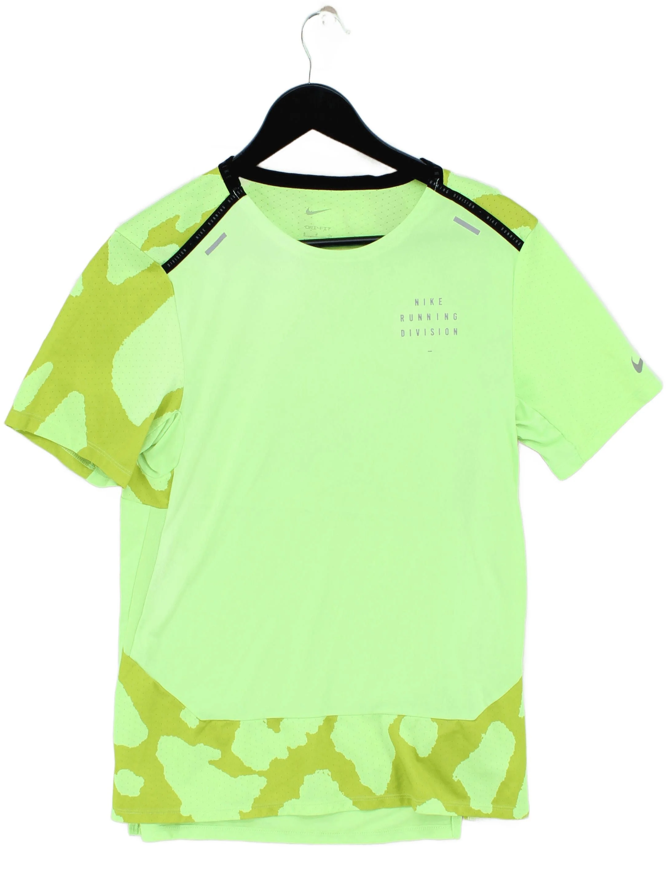 Nike Men's T-Shirt S Yellow Graphic Polyester with Elastane Round Neck Basic