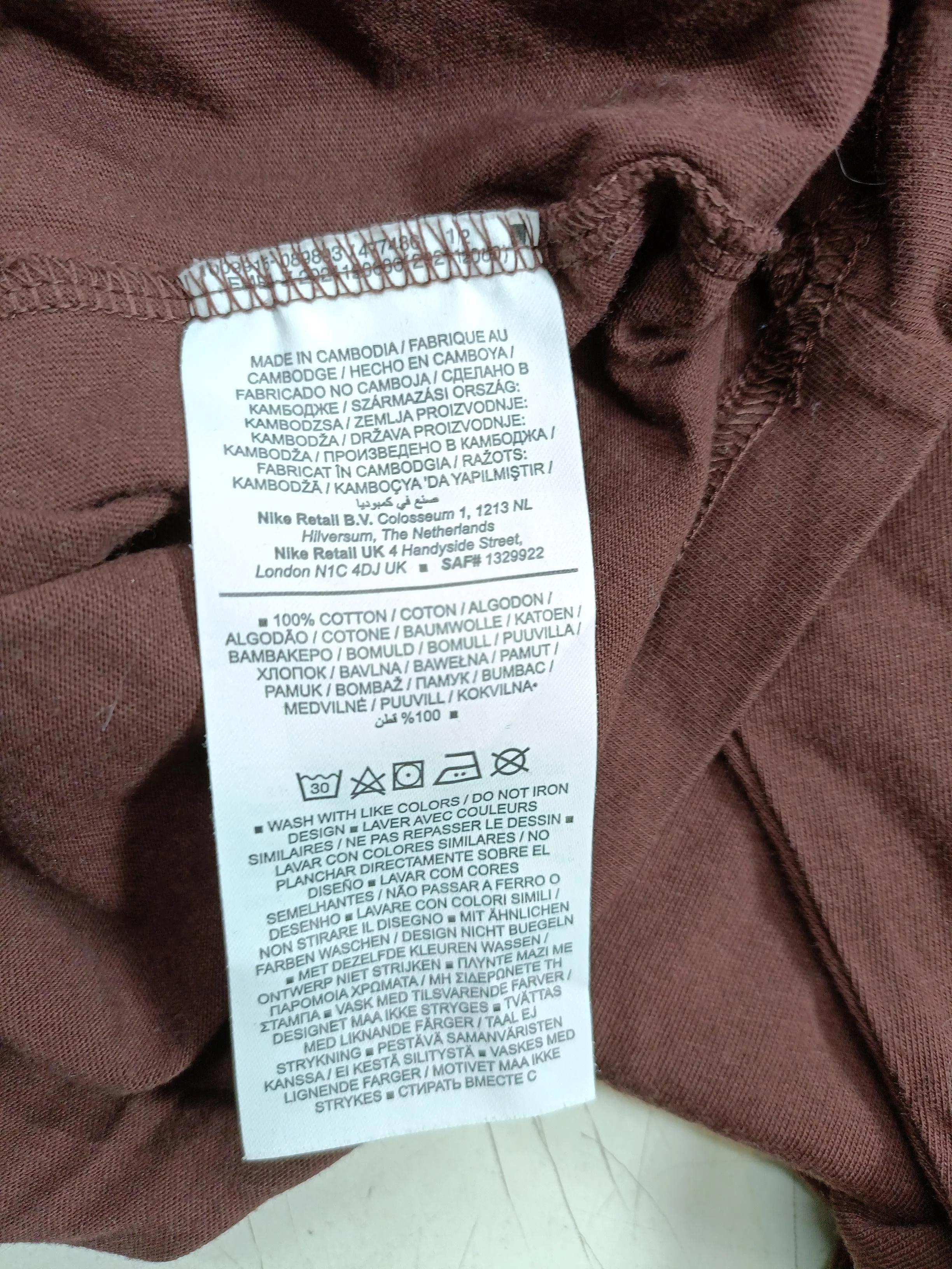 Nike Men's T-Shirt XL Brown 100% Cotton Basic - Image 6