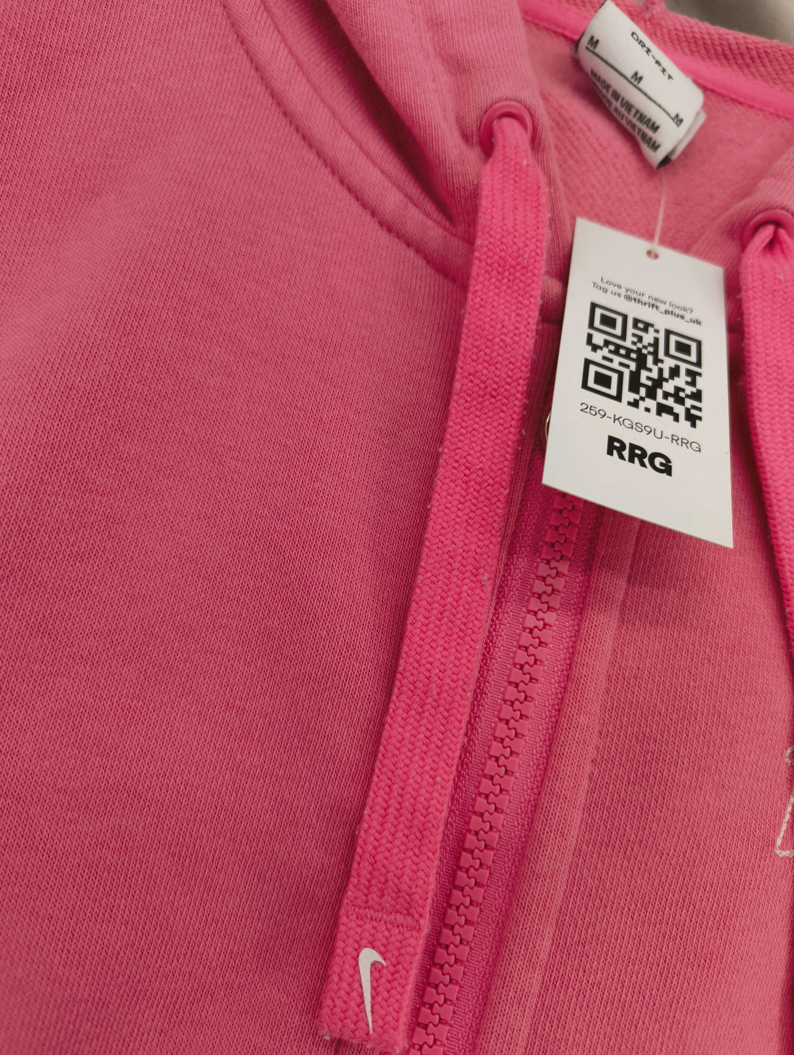 Nike Women's Hoodie M Pink Cotton with Polyester Pullover - Image 5