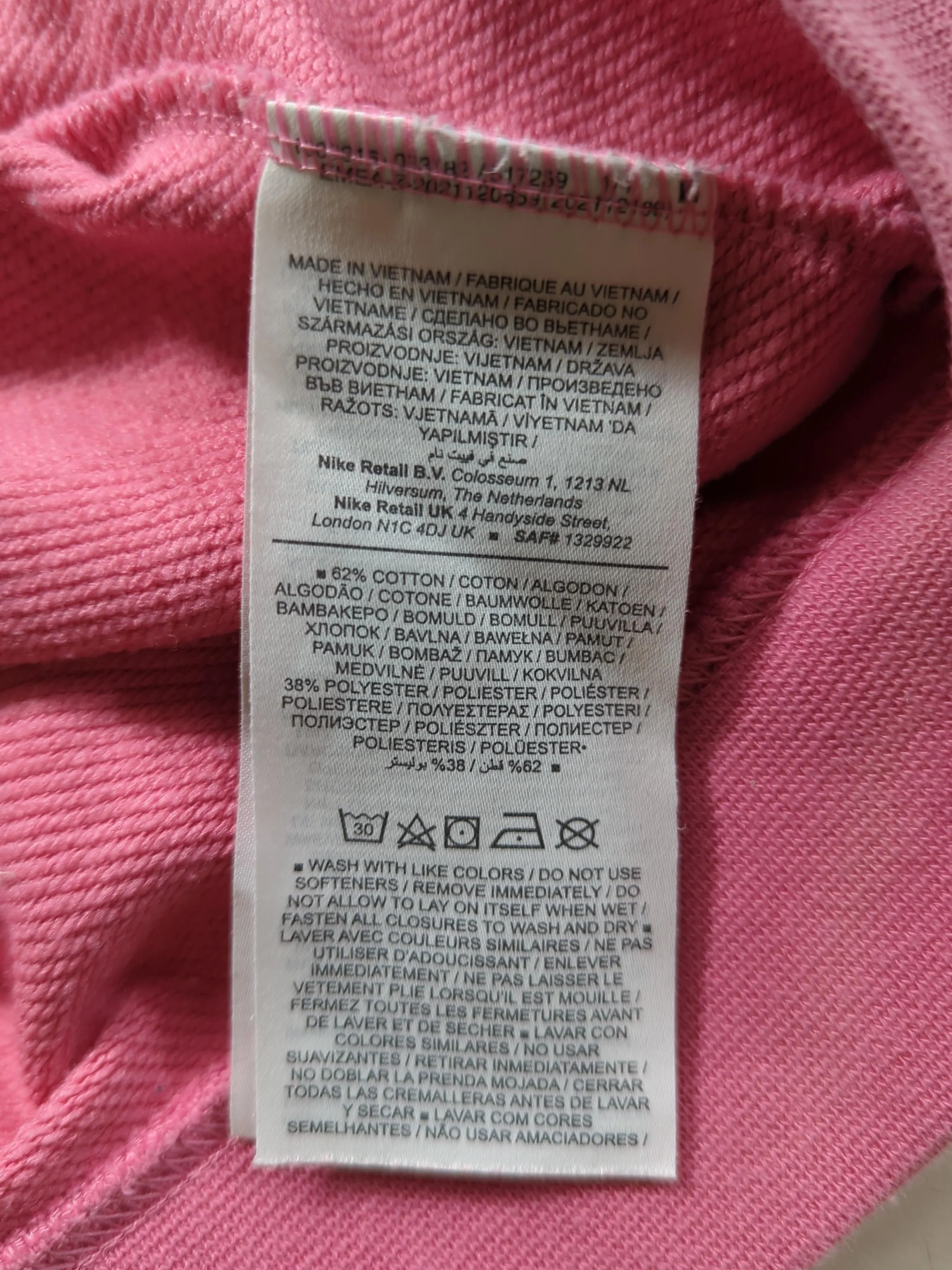 Nike Women's Hoodie M Pink Cotton with Polyester Pullover - Image 8