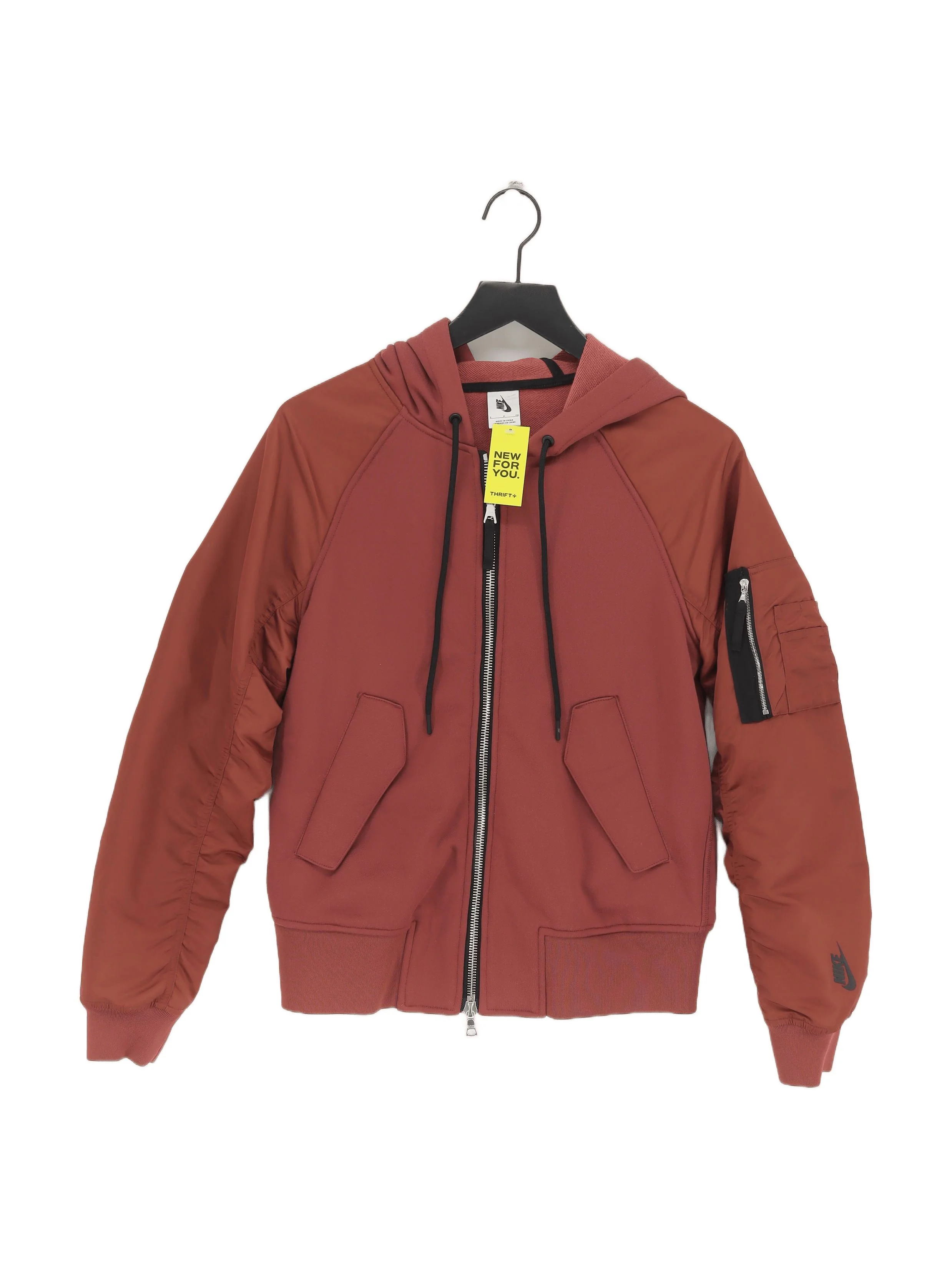 Nike Women's Hoodie S Brown Cotton with Nylon, Polyester Pullover