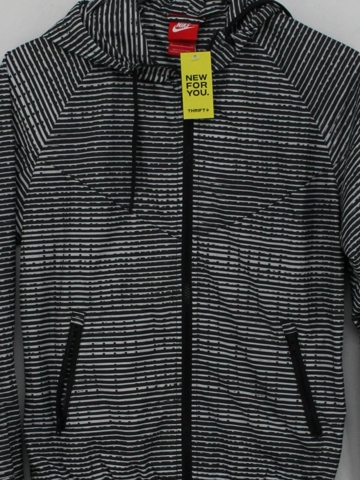 Nike Women's Hoodie S Grey Striped 100% Polyester Pullover - Image 3